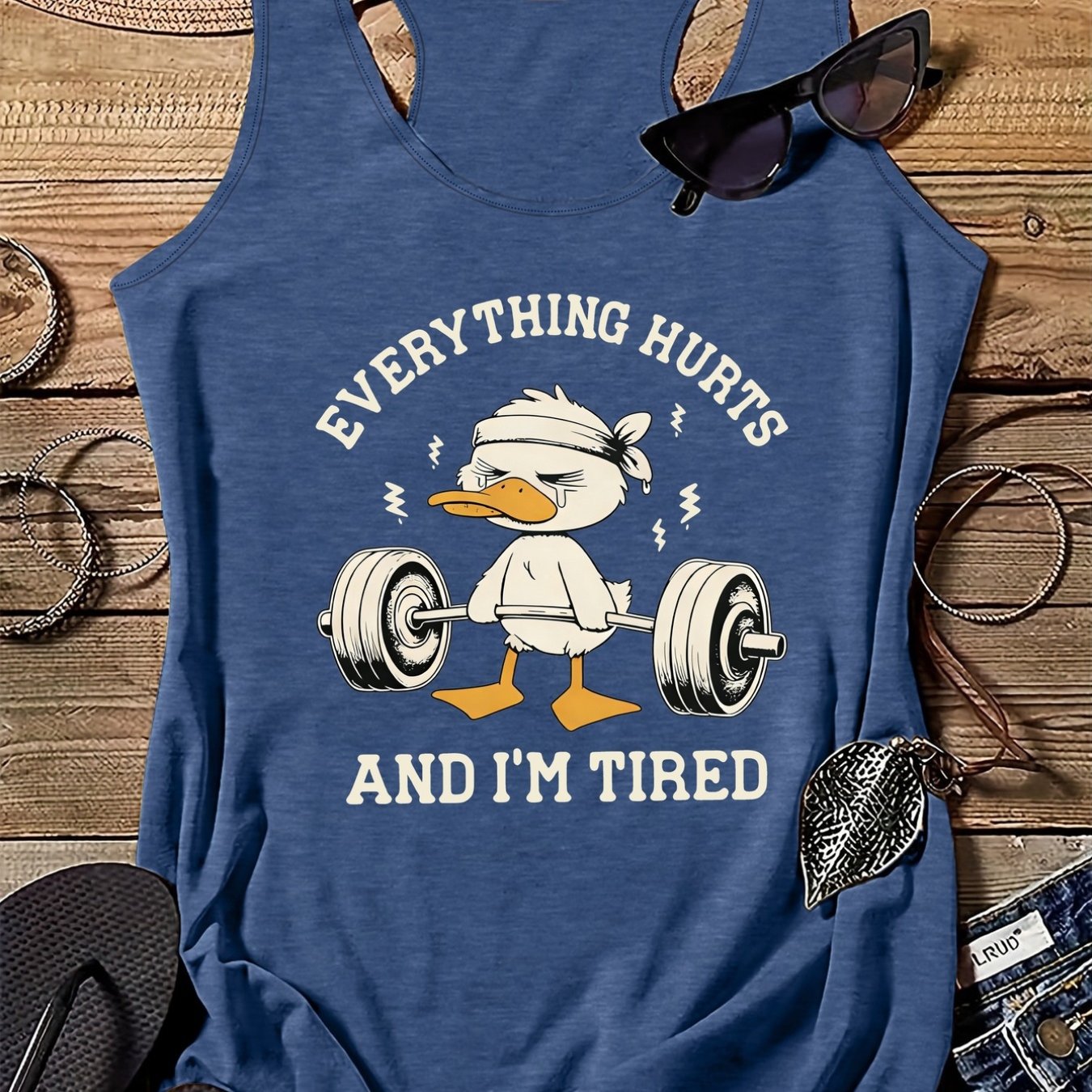 TEMU Women's Slogan Print Sleeveless Crew Neck Tank Top - Weightlifting Graphic Blouse Suitable For Summer, Casual Wear, Machine Washable Stretch
