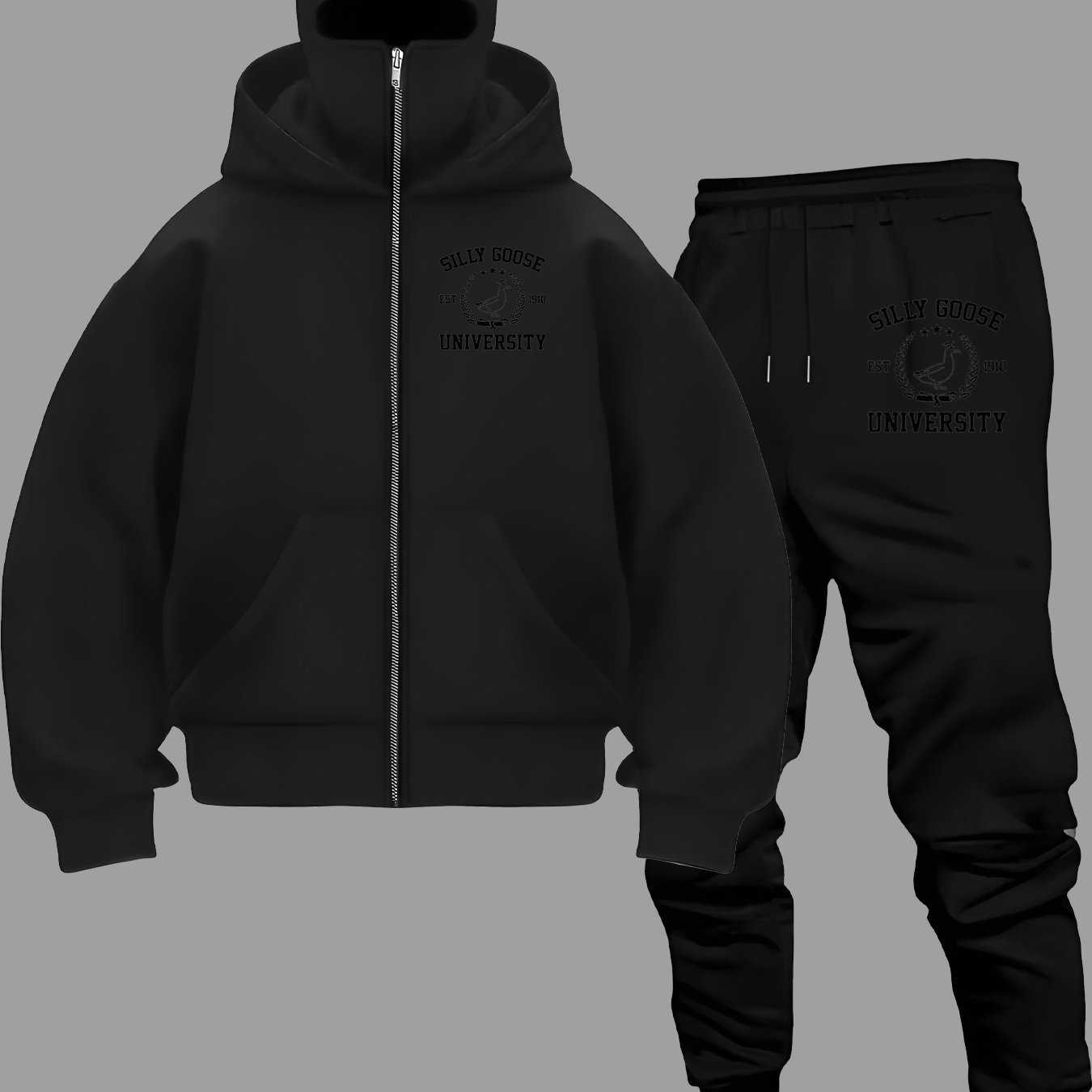 TEMU Men's Fashion Casual Sporty Outdoor Two-piece Set, Hooded Zip-up Jacket With Athletic Pants, High-quality Warm Sweatshirt Set For Autumn/winter,