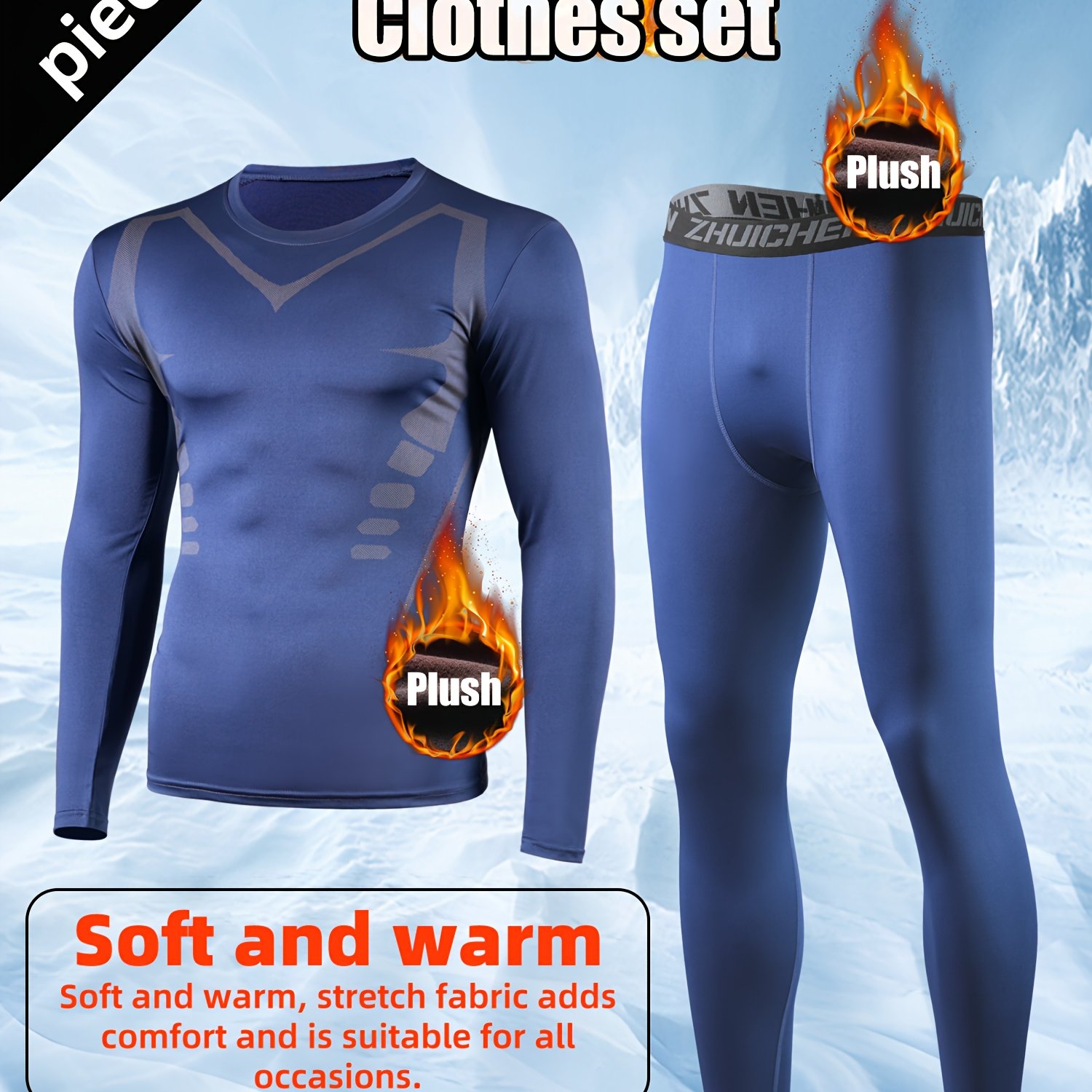 TEMU Two-piece Fleece-lined Sports Set For Men: Autumn And Running Gym Clothes, Training Gear For Morning And Night Runs, Winter Clothes For Men