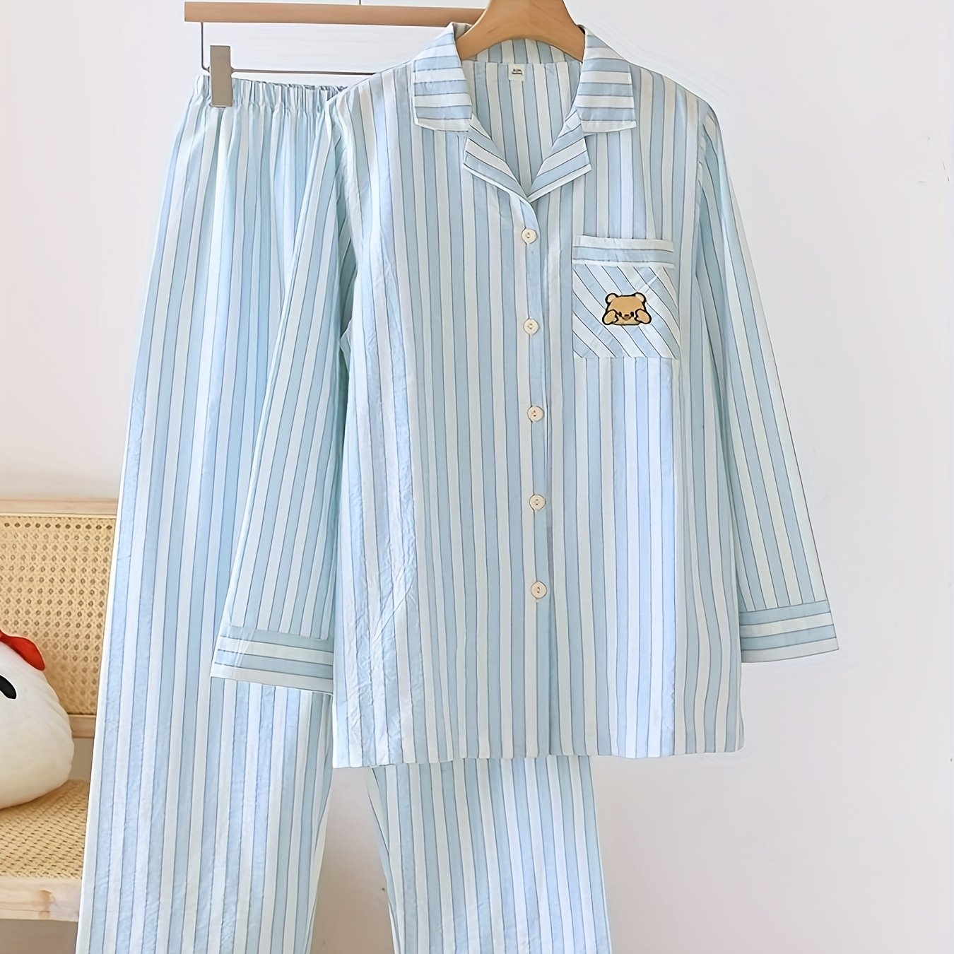 Women's 100% Pajama Set - Lightweight Button- Long Sleeve And Pants, Soft Comfy Breathable Loungewear For Spring Summer