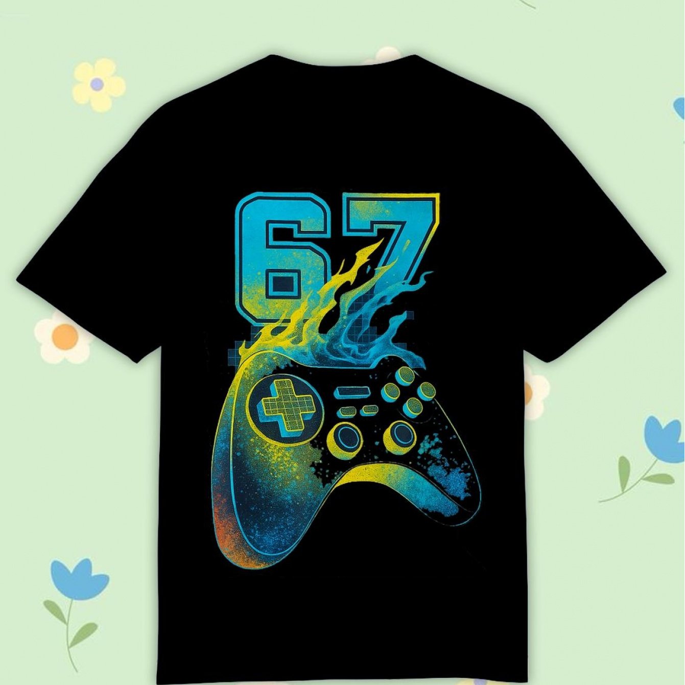 Image of 67 Game Controller Funny Gamer Slang Kids Slang T-shirt Comfortable Casual Crew Neck Tee For Boys And Girls T Shirt, 200g
