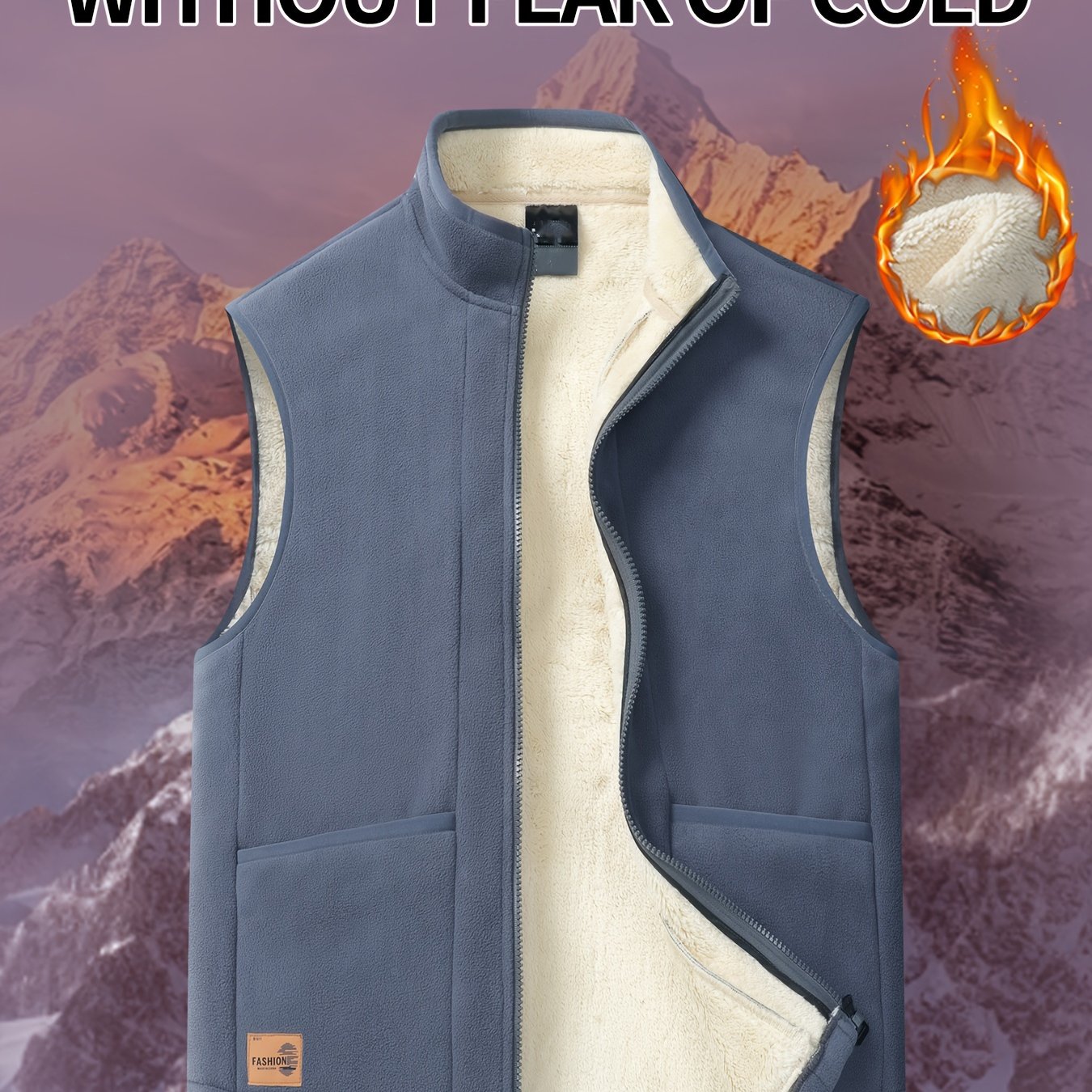 TEMU Men's Winter Fleece Vest – Warm Thickened Sleeveless Vest, Autumn/winter Wear