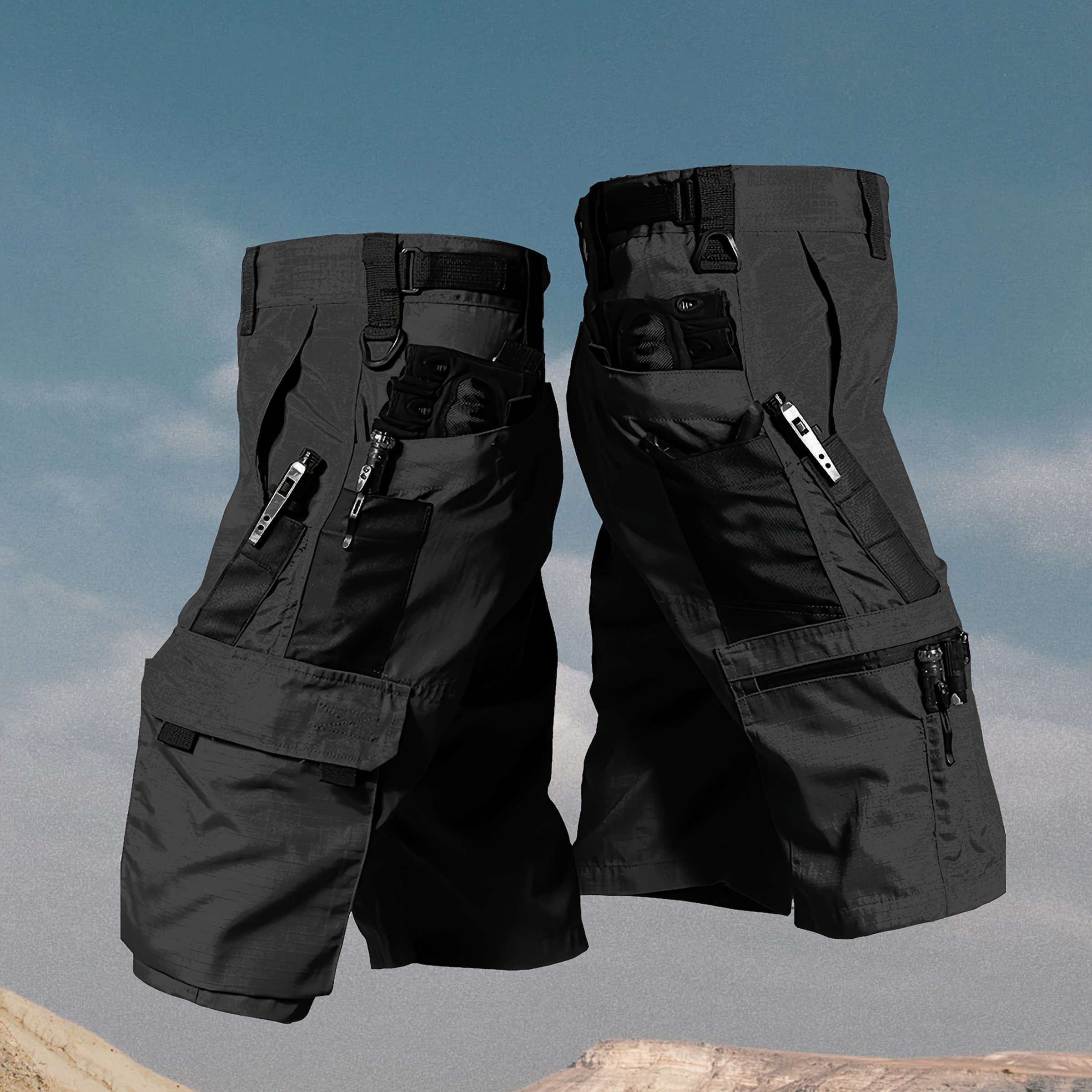[tear- Cargo Shorts] Durable Tear- Men's Outdoor Cargo Shorts | Multi-pocket, Machine Washable, Regular Fit For Hiking, Running, Cycling, Fishing & Camping | Spring/ Summer/ Fall Casual Outdoor Shorts