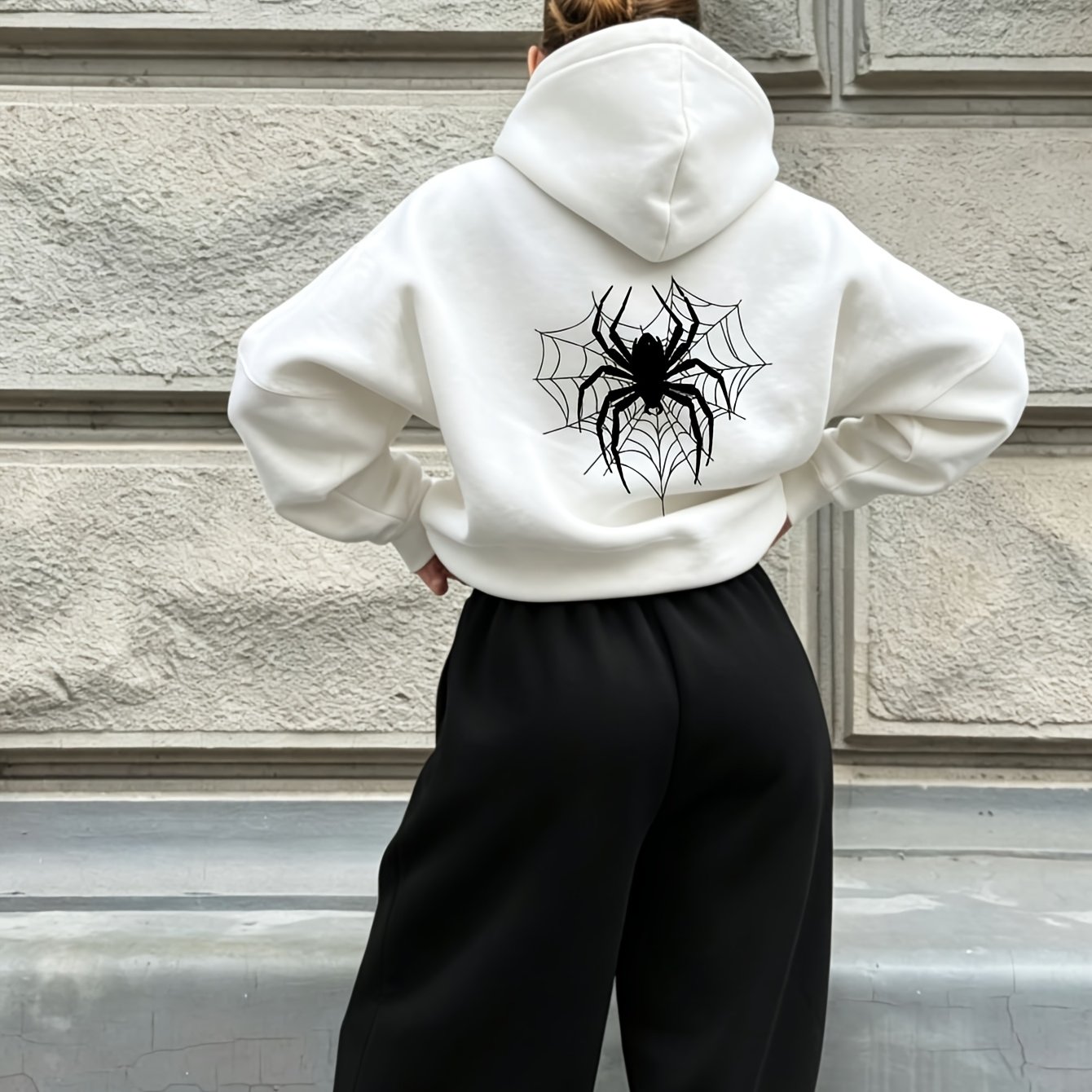 TEMU European And American Women's Fashion 2pcs Set With Spiderweb And Spider Print Pattern, Comfortable And Trendy Style, Suitable For Daily Or .