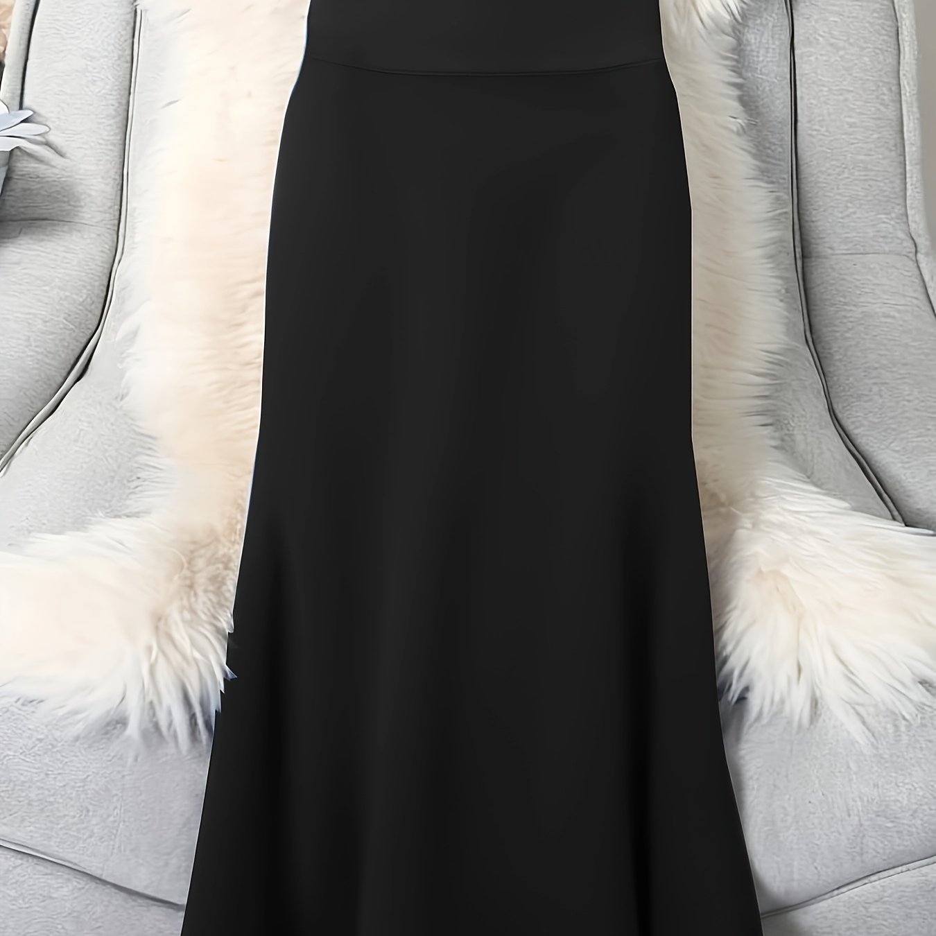 TEMU Women's Summer 2025 New High-waist Flared Maxi Skirt, Stretchy Versatile Ins-style Trendy Korean Fashion Casual Skirt, Hip-covering Wide-leg
