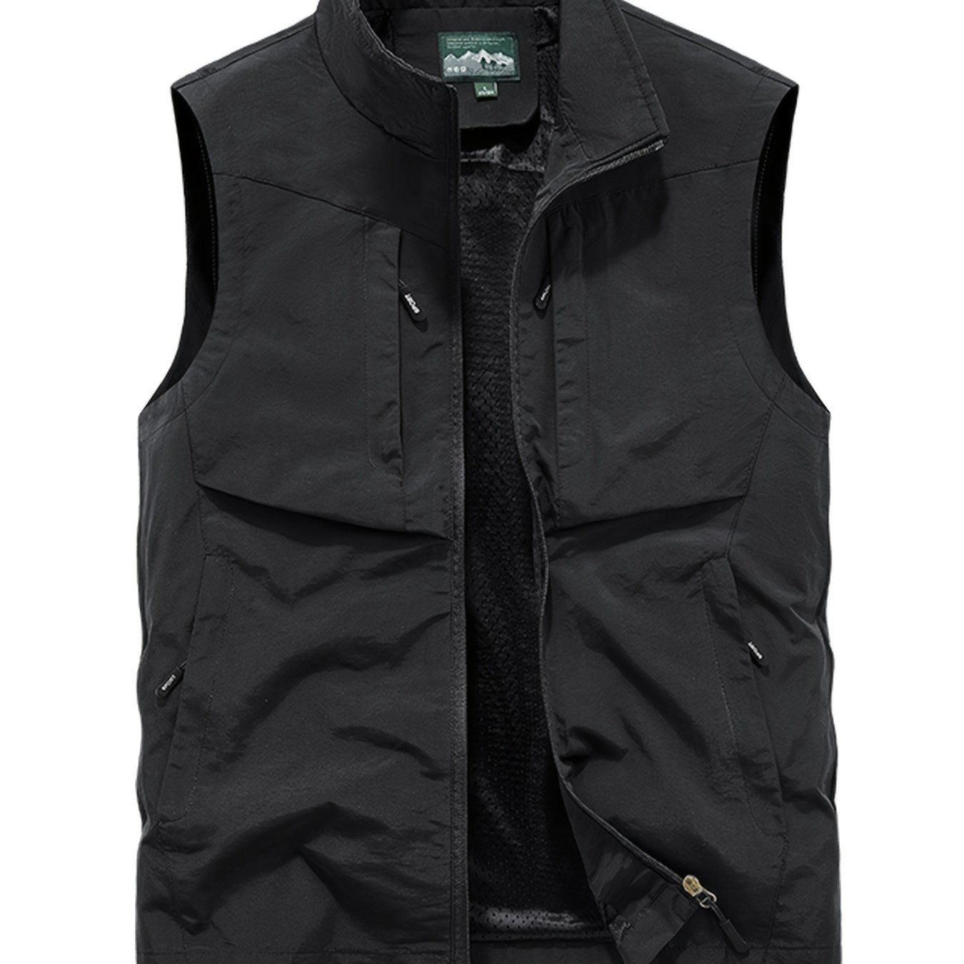 TEMU 0xl-4xl Plus Size Men's Spring Autumn Outdoor Vest, Casual Utility Vest For Photography And Fishing, Solid Color Workwear Jacket, Multi-pocket