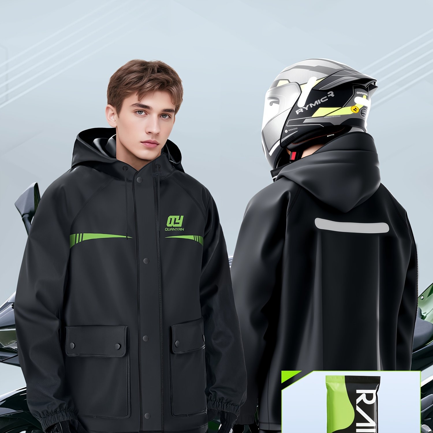 TEMU Classic Fashion Raincoat And Pants Set, Unisex, Multifunctional Rainwear. Suitable For Outdoor Activities, Cycling, Travel, Hiking, Camping,