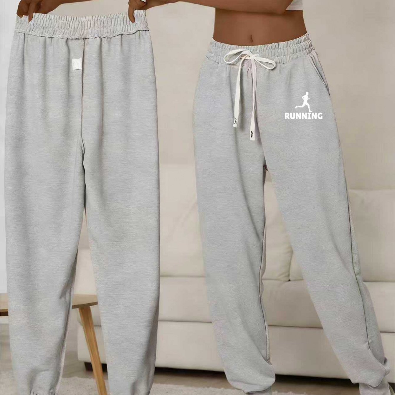 TEMU Women's Casual Windproof Jogger Pants With A Fitted Design, Drawstring, And Pockets. Stylish And Comfortable, Ideal For Jogging And Outdoor