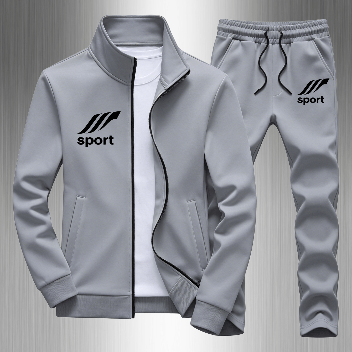 Men's Casual Zip Sweatshirt & Pants Set 3d 100% Polyester, Print Long Sleeves, Regular Fit 2pcs Outfit, Vacation & Street Fashion Wear