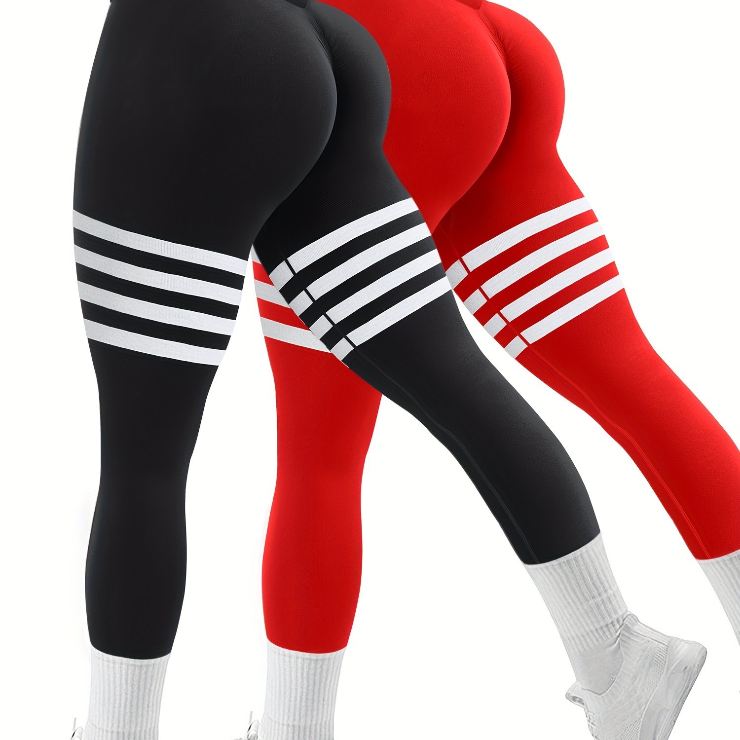 Striped Scrunch Butt Lifting Workout Leggings Women Booty - Temu United  Kingdom