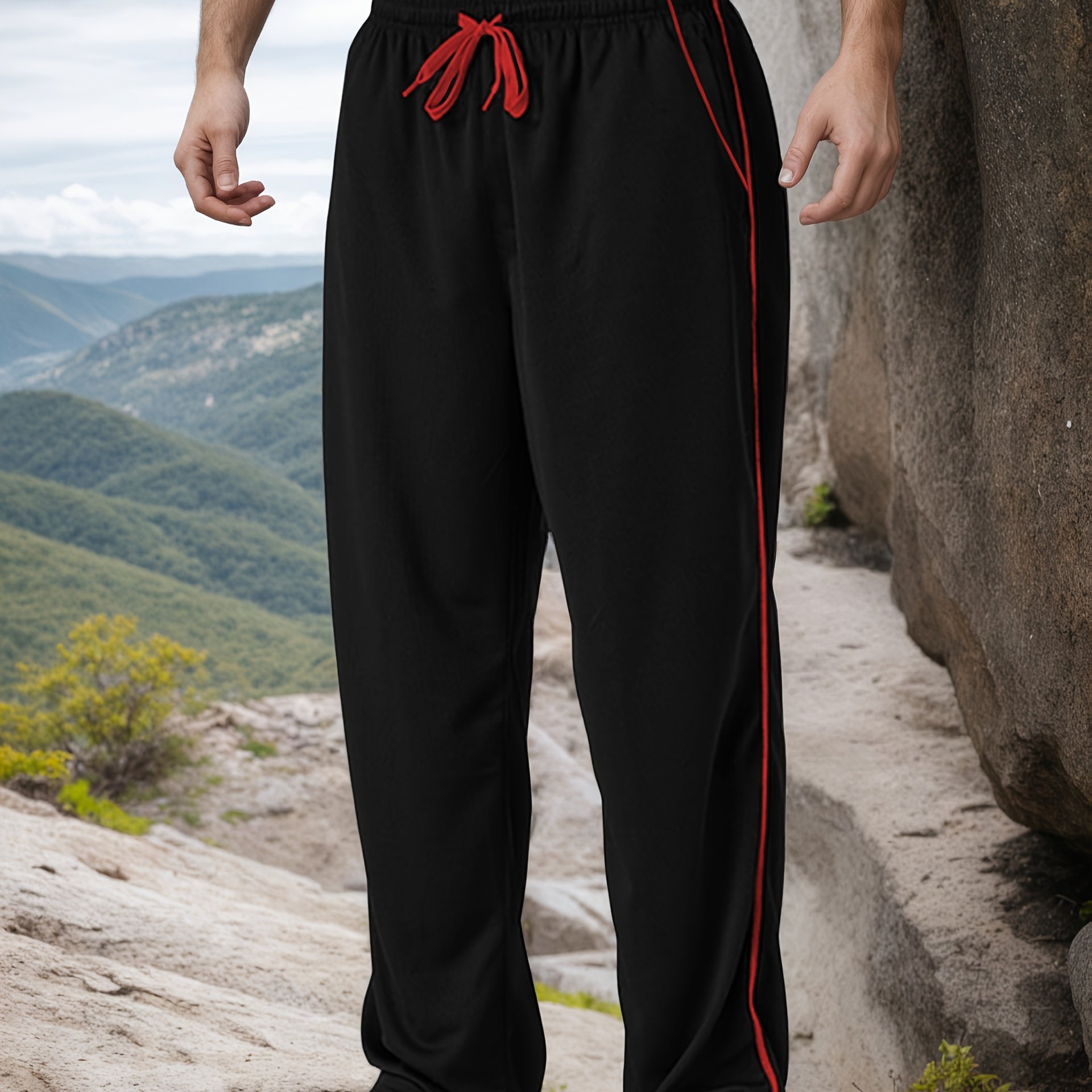 TEMU Men's Athletic Long Pants, Fashionable , Casual Outdoor