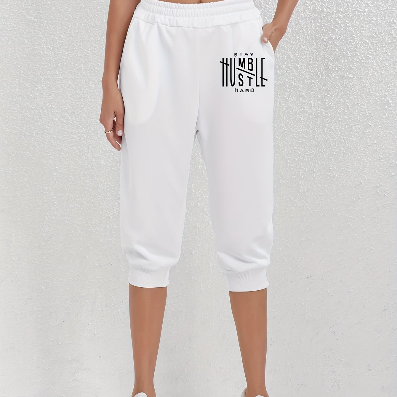 TEMU Valentine's Day 2026 New Summer Fashionable An Letter Print Pants, Elastic Waist Casual Pants, Women's Clothing