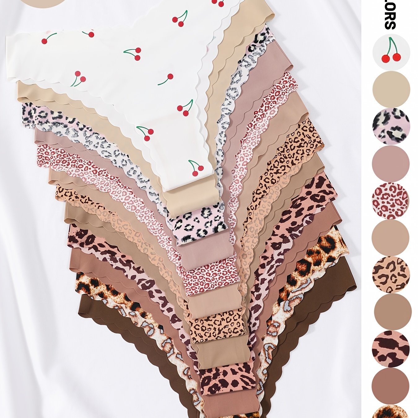 E-shop (12er-Pack) Bequeme, atmungsaktive Damen Unterwäsche mit Wellenmuster und Dreieck