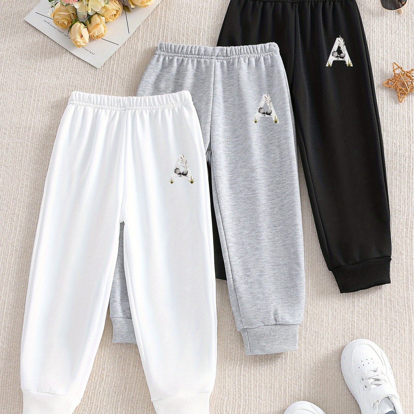 Letter V Print Sweatpants Kids Comfy Elastic Waist - Temu