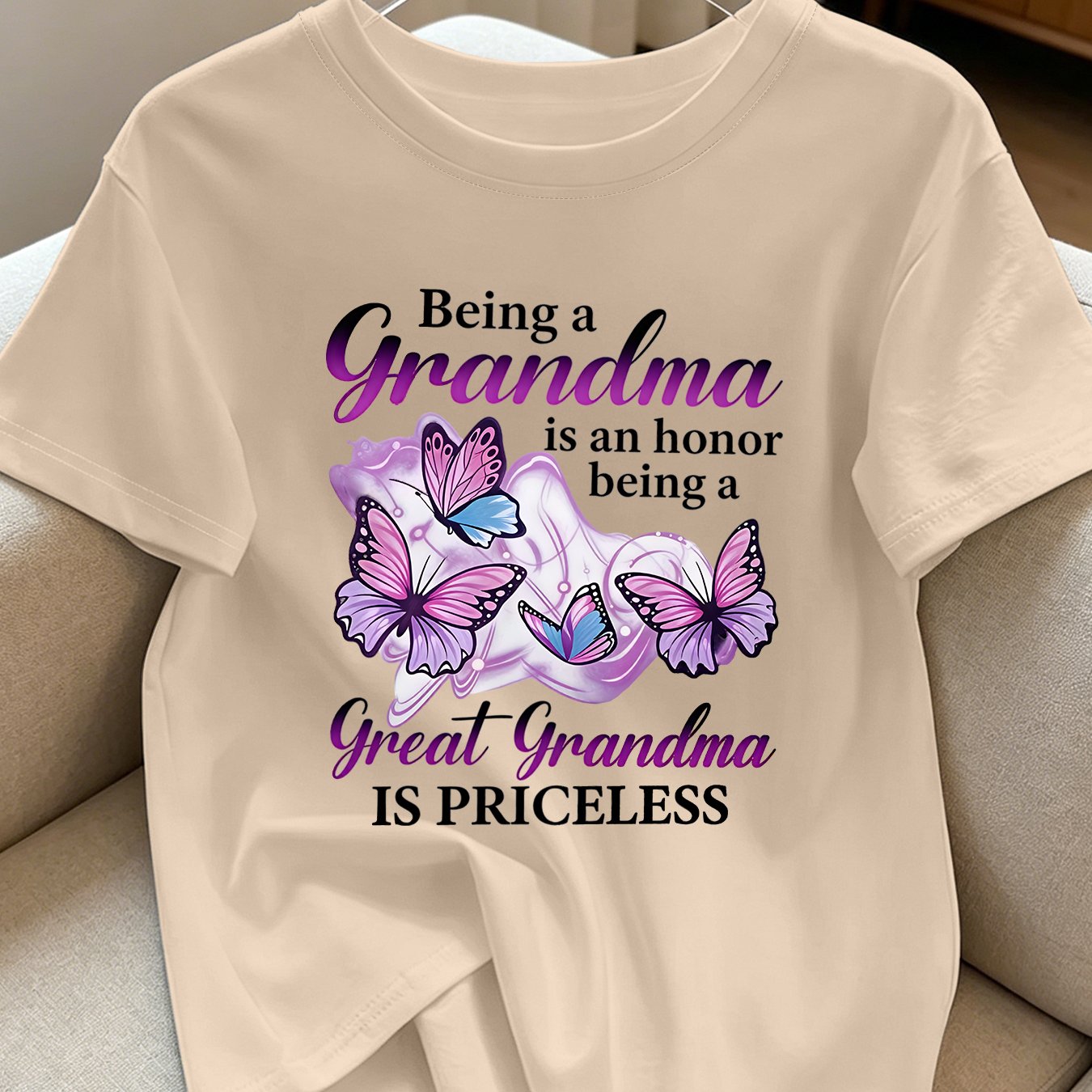 TEMU Women's Elegant Size Short Sleeve, Being A Grandma Is An Honor Pattern Printed Round Neck Casual Sports T-shirt Gift, Suitable For Spring,