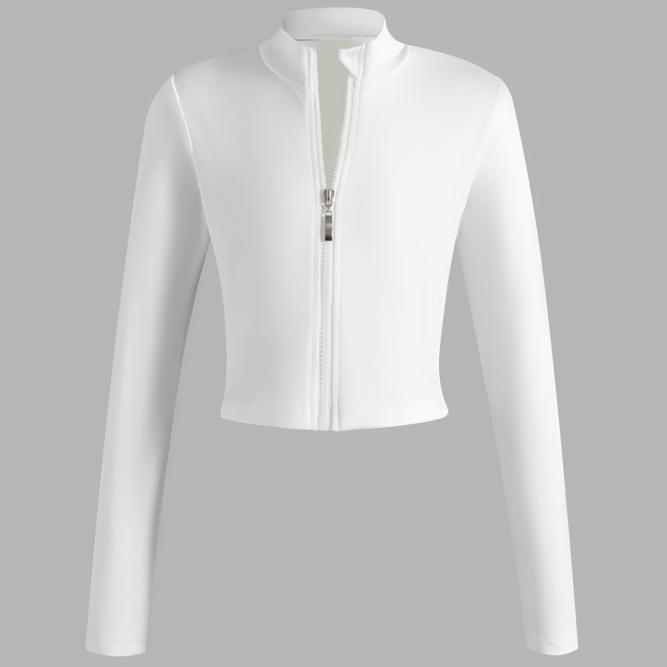 Image of Xuanyu Si Girls' Daily Casual Outing Fashion Solid Color Regular Fit Cropped Long Sleeve Jacket For Spring And Autumn