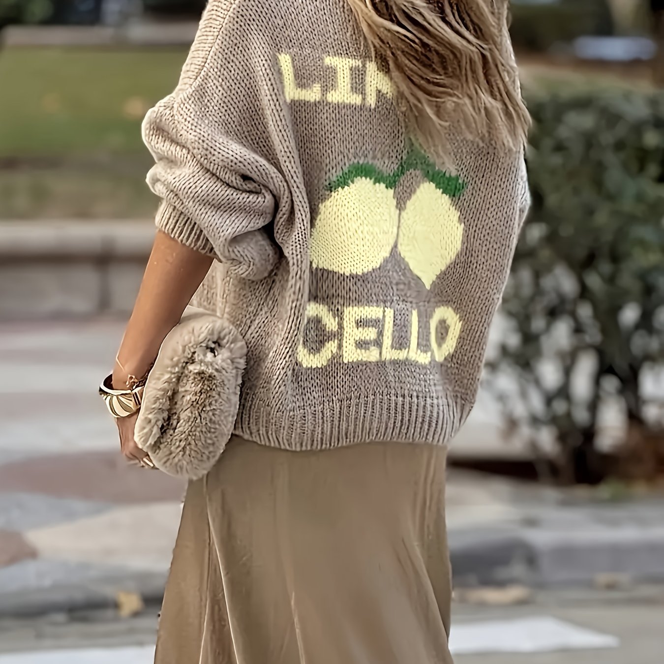 E-shop Damenmode Lässiger Langarm Button-Up Strickjacke, Weicher Bequemer Lockerer Laternenärmel Zitronenpullover [Niannian]