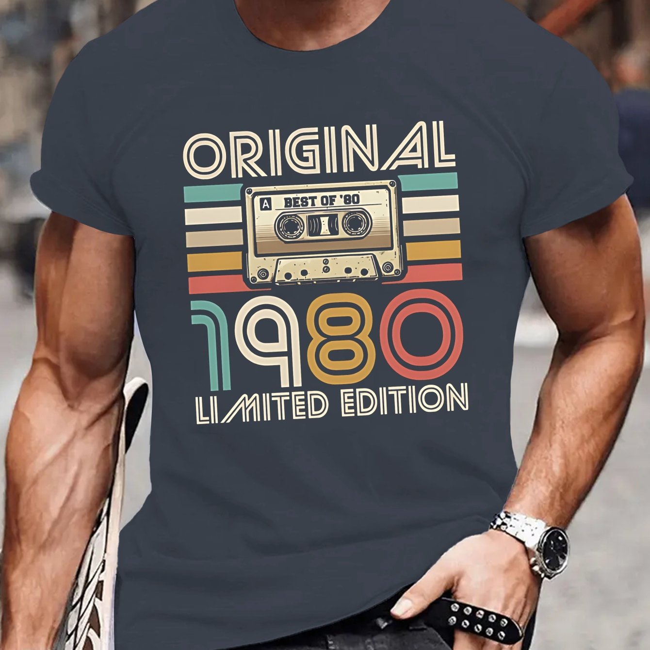 TEMU Original 1980 Edition Men's Short Sleeve T-shirt Summer T-shirt Top