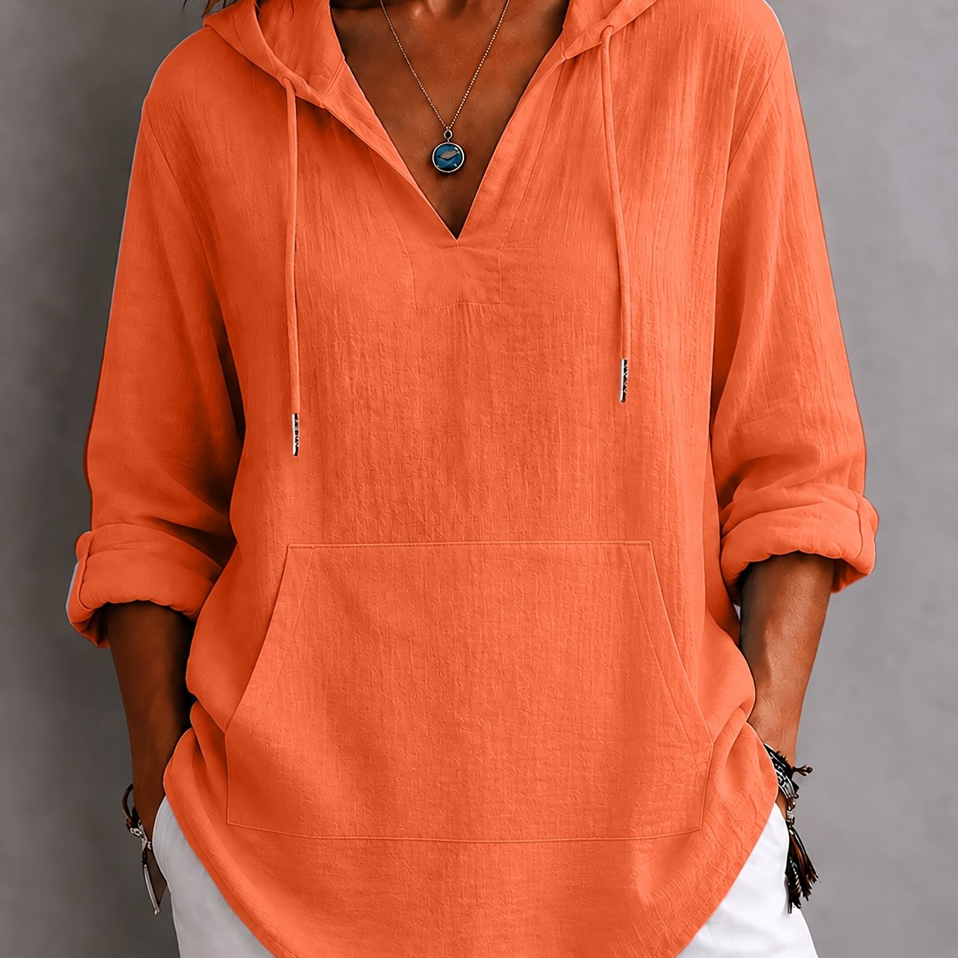 TEMU Exquisite Taxi Directional Pocket Hooded Long Sleeve Style All-match Women's Shirt
