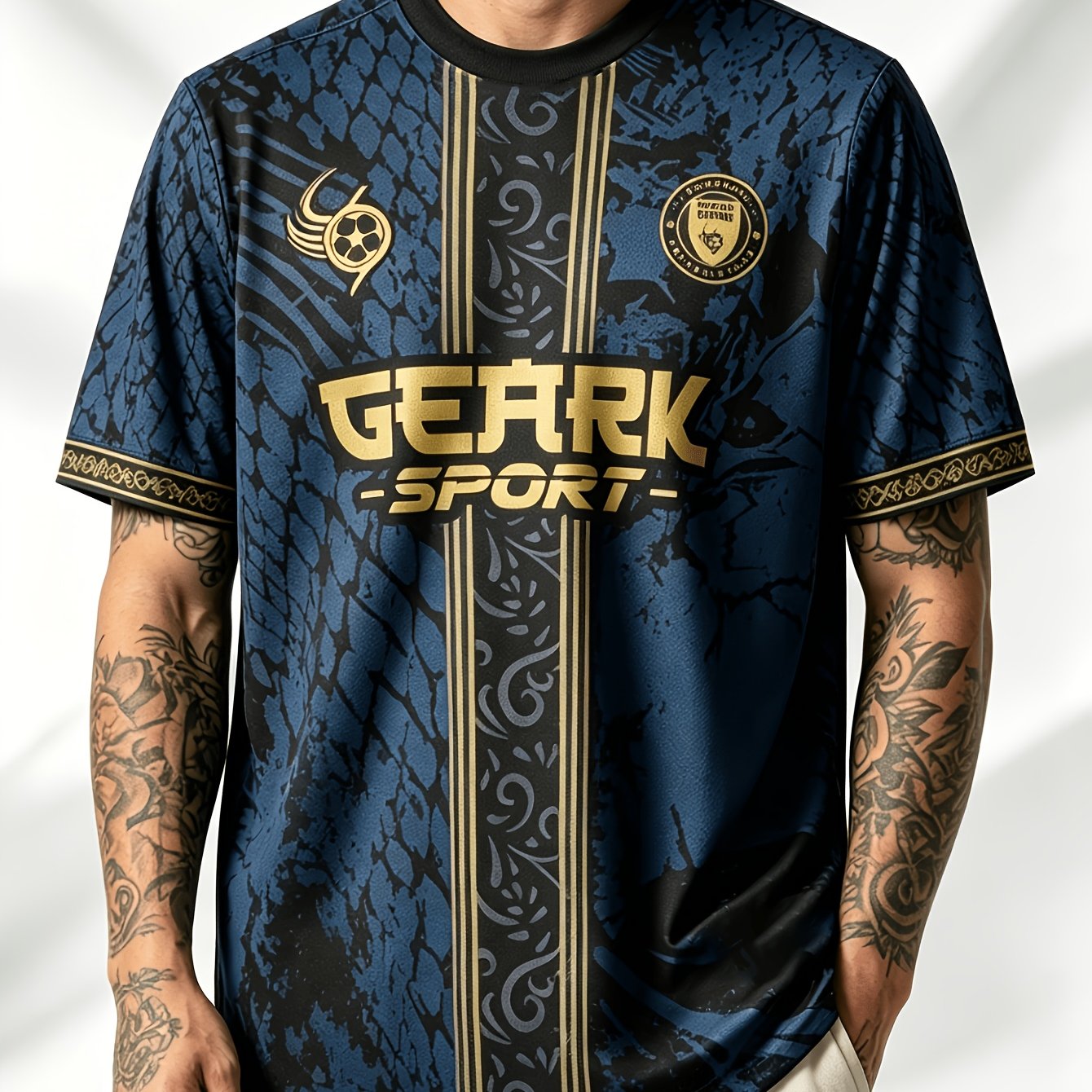 TEMU [printed Design - Not Textured] 's Printed Short Sleeve T-shirt With Snake And Vintage Pattern Print, For Fan Gatherings