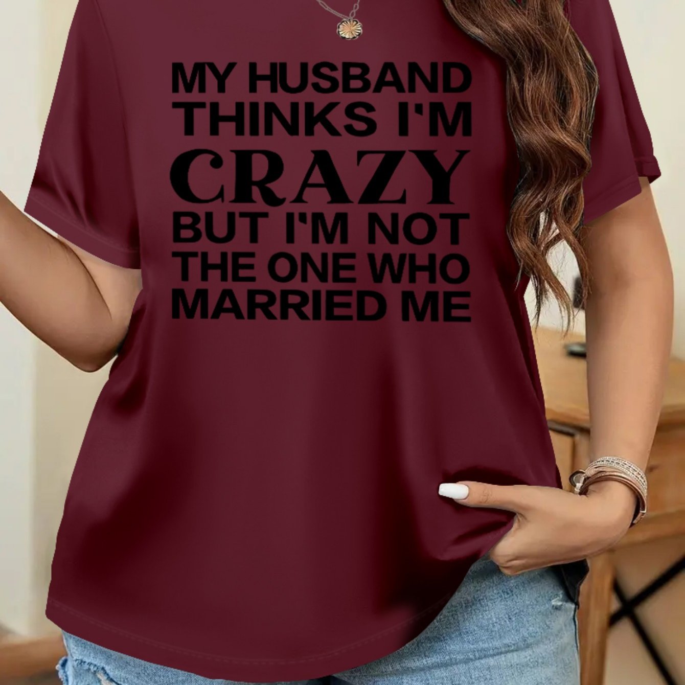 TEMU Plus Size - Plus Size - Summer Women's Oversized Short-sleeve T-shirt With Letter Print On The Front, Made From Comfortable And Breathable