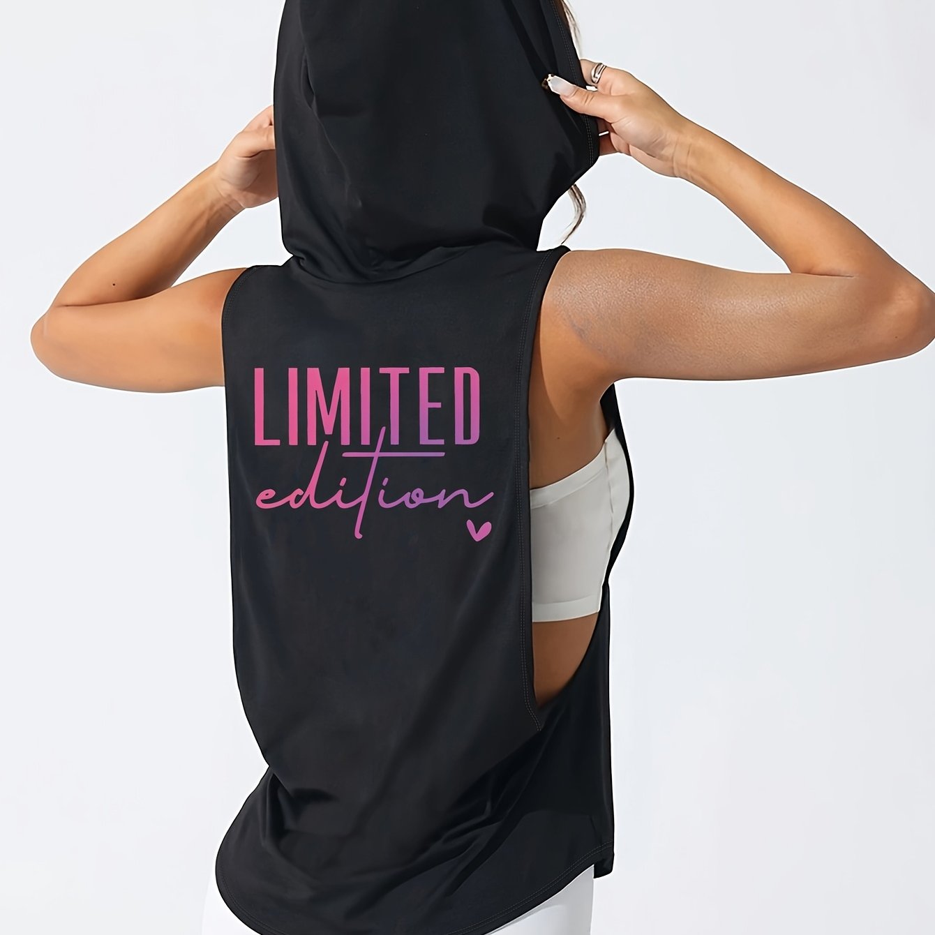 E-shop Damen Ärmelloses Kapuzen-Tanktop, Limitierte Edition Druck, Lockerer Schnitt, Maschinenwaschbar, Ideal für Frühling/Sommer Casual