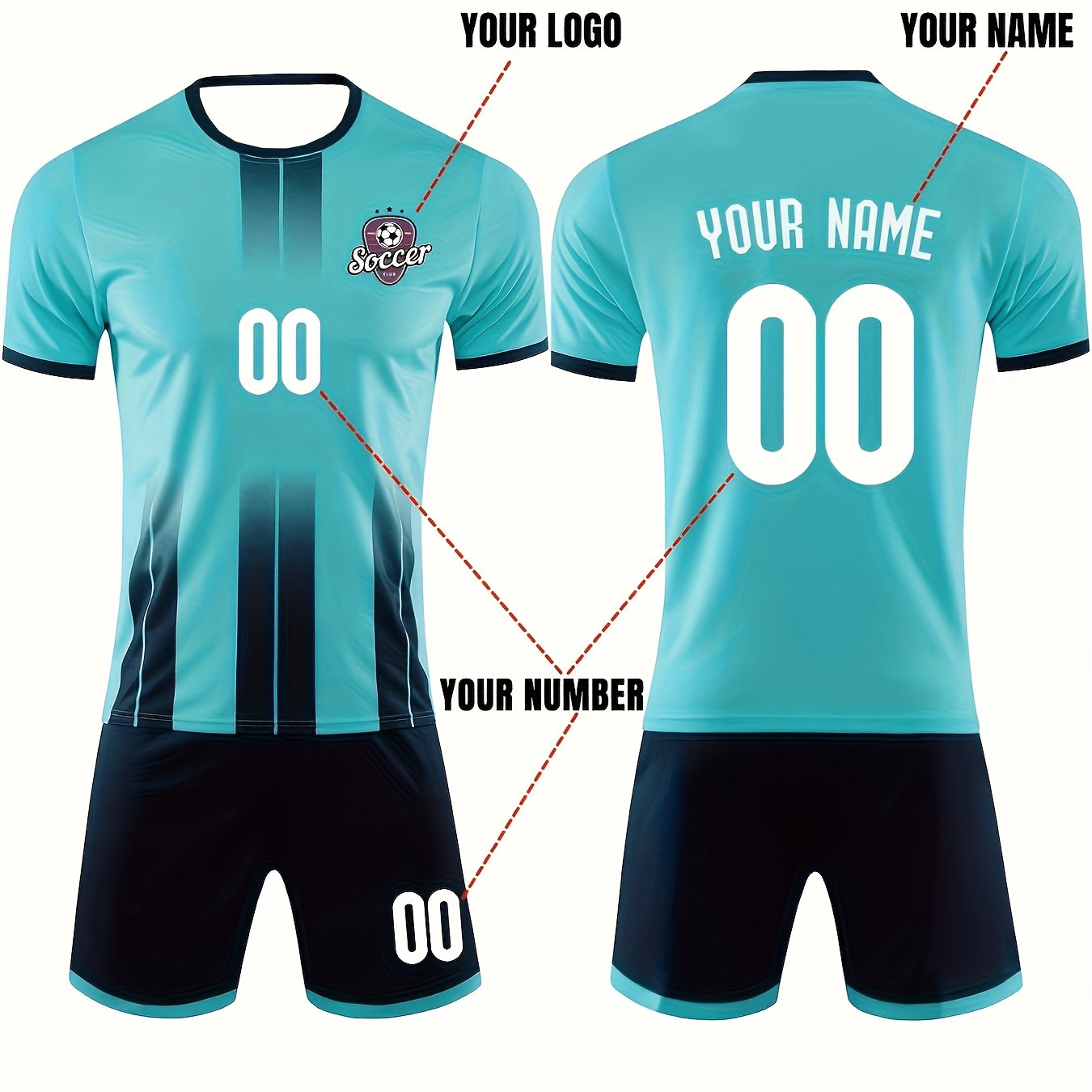 TEMU ensemble d'uniforme de football 2026 avec T-shirt à col rond, convient aux adultes et aux étudiants, personnalisable avec nom et numéro, idéal