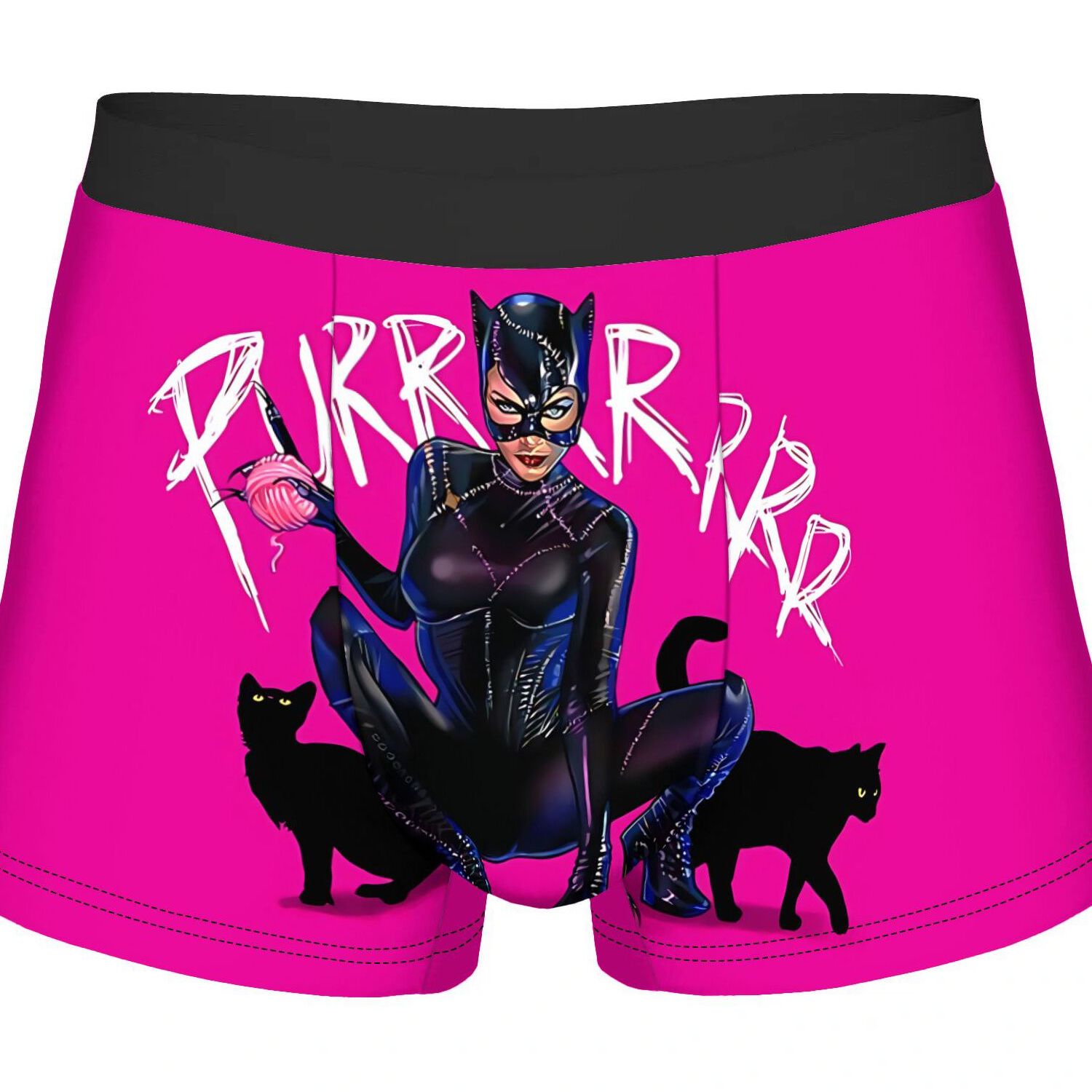 TEMU Catwomanblack Border Underwear Polyester Underpants2d Print Design