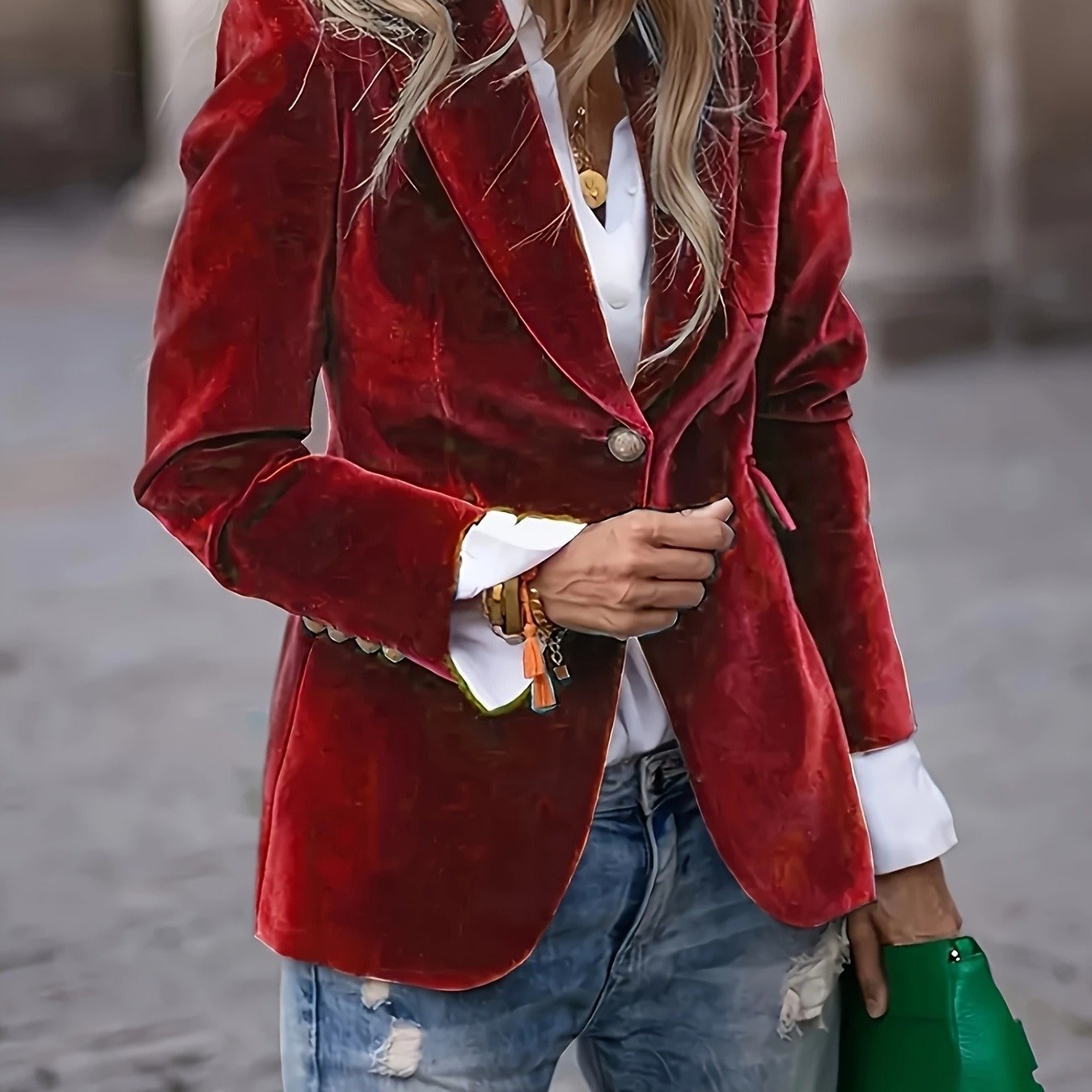 TEMU European And American Single-button Long Sleeve Solid Color Blazer For Women