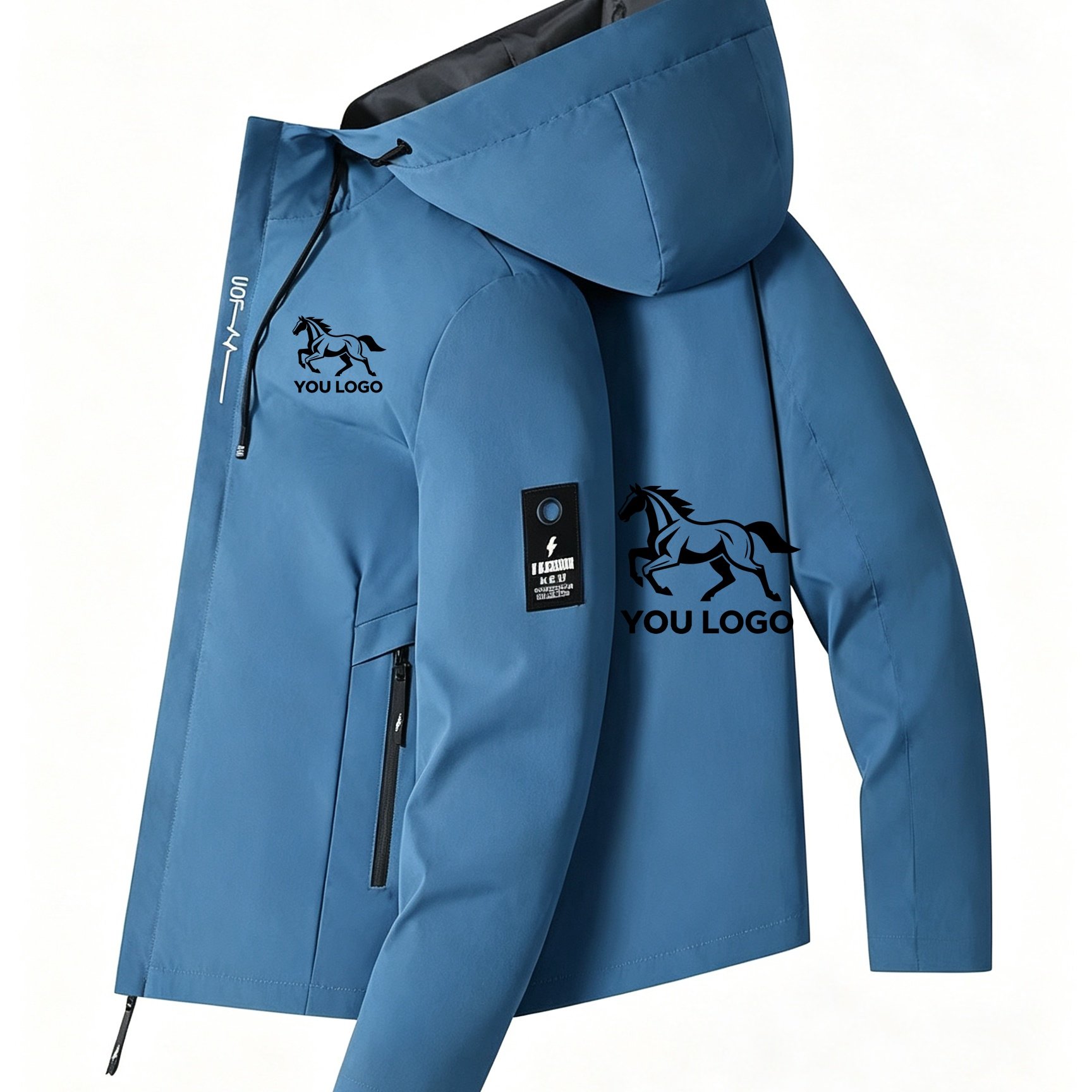 TEMU Luxury Men's Casual Custom Hooded Jacket, A Stylish And Versatile Top, Customizable With Logos, Images, Text, And Personalized Logo Designs