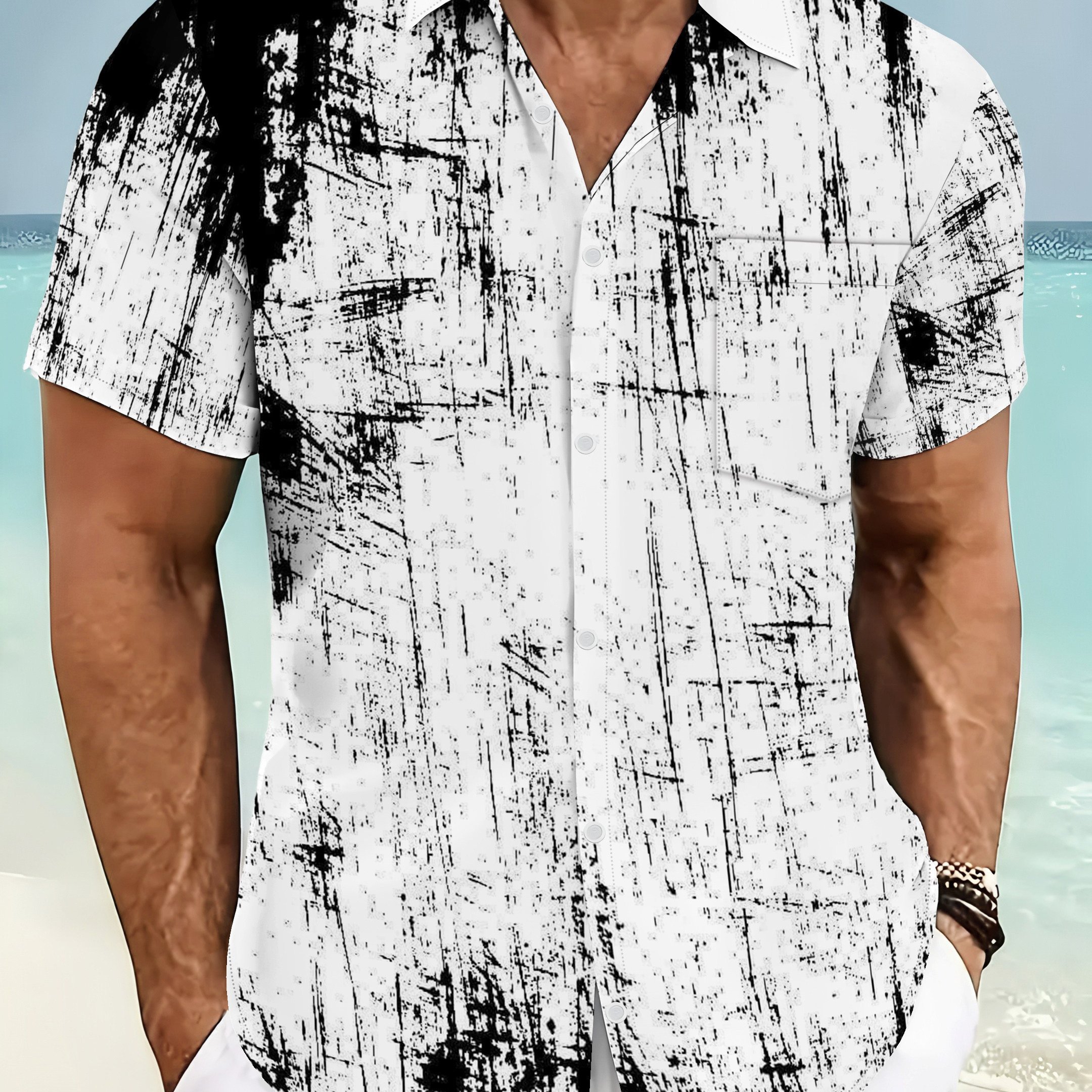 TEMU Chemise Vintage Manches Courtes Taille Grande pour Homme, Chemise Décontractée à Manches Courtes en Tissu Confortable