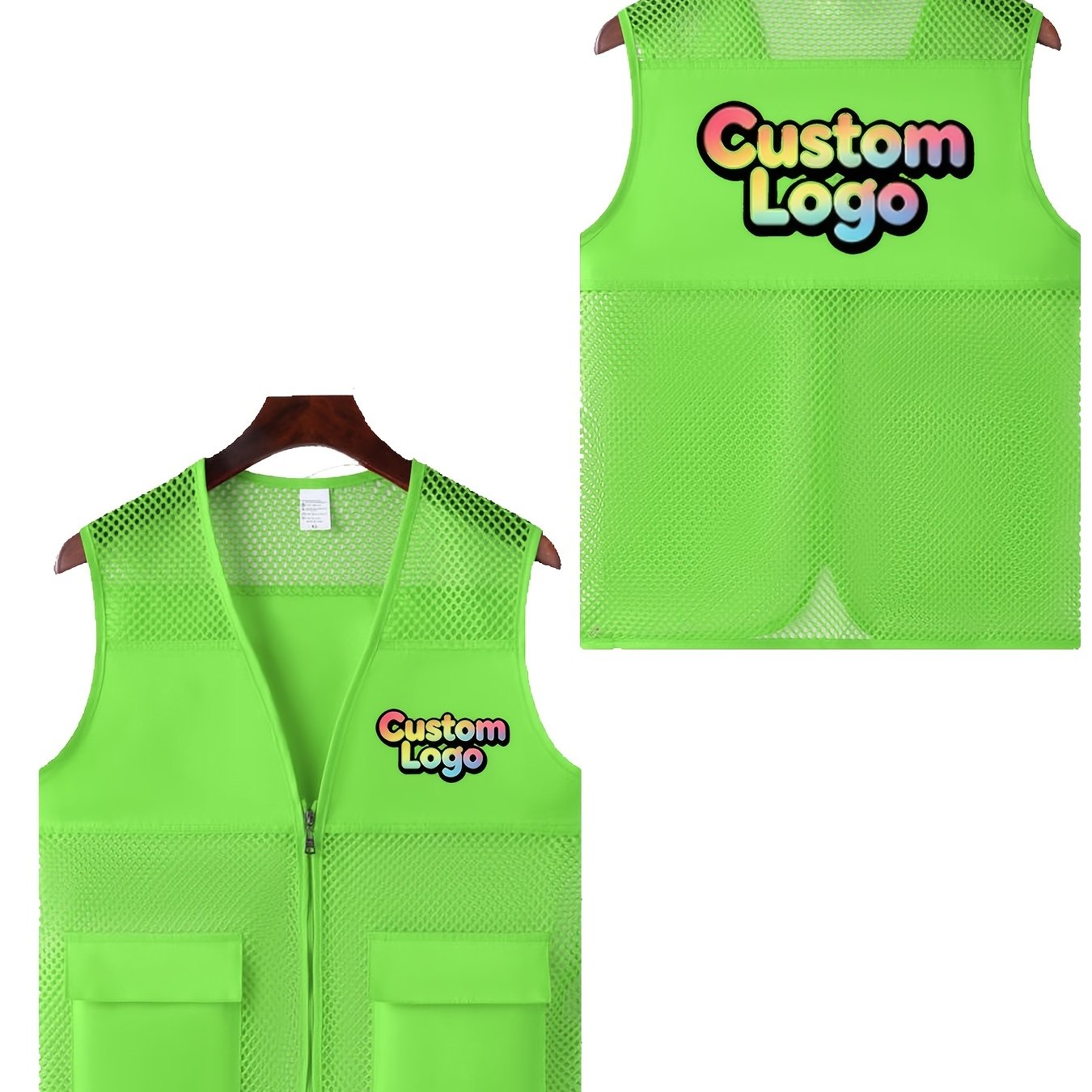 TEMU Men's Mesh Multi-pocket Vest With Zipper, Suitable For Supermarkets, Games, Sparring, Competitions, Social Groups, Volunteers. Add On The Left