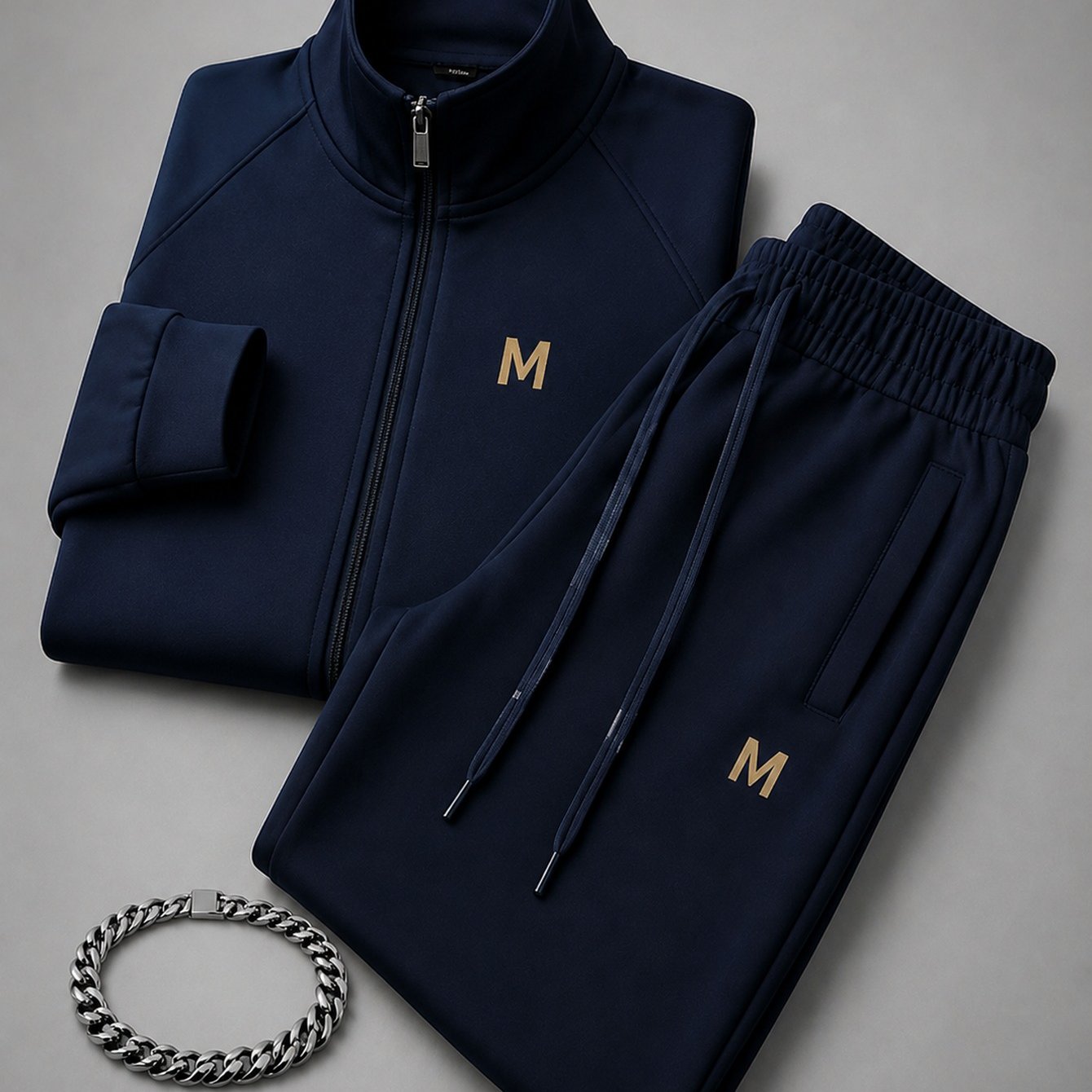 Image of 2026 Suit, Stylish Three-piece Set With Zipper Stand Collar, Casual And Comfortable Design. Perfect For Daily Wear. With A Free Bracelet For Added Flair. For Exercise And Leisure Activities