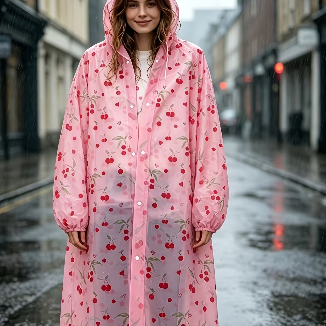 TEMU 1pc Thickened Long Women's Eva Material Raincoat, Suitable For , Hiking, Cycling, Watching Sports Games, Traveling, Rafting, Etc., Gift, Music