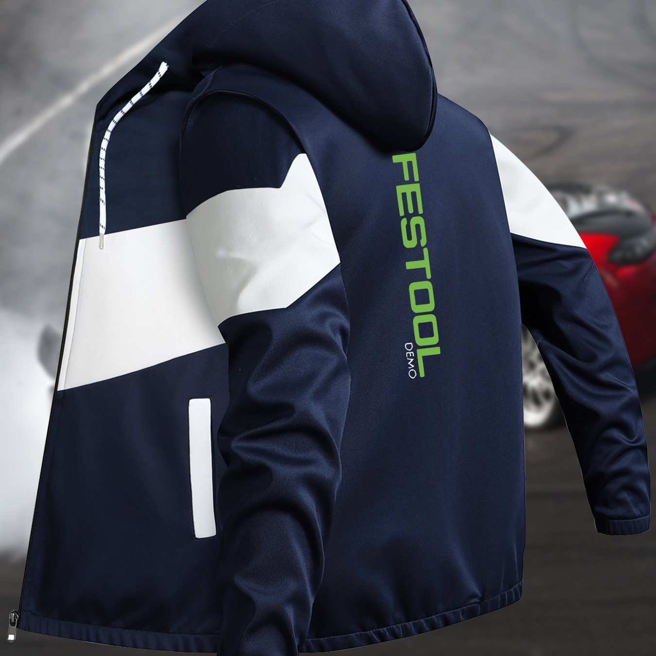TEMU Men's Trendy Spring/autumn Hooded Jacket, Festool Print, Business Casual Hooded Jacket, Versatile Top Outerwear, Multicolor Jacket Hoodie