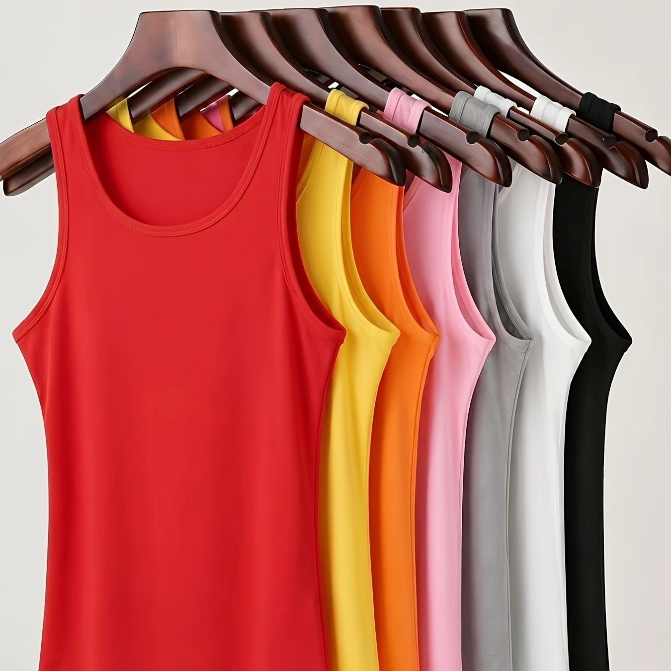 TEMU Women's 7-pack Camisole, Sexy Workout Top, Basic Layering Tank For Casual Attire, Slim Fit Undershirt