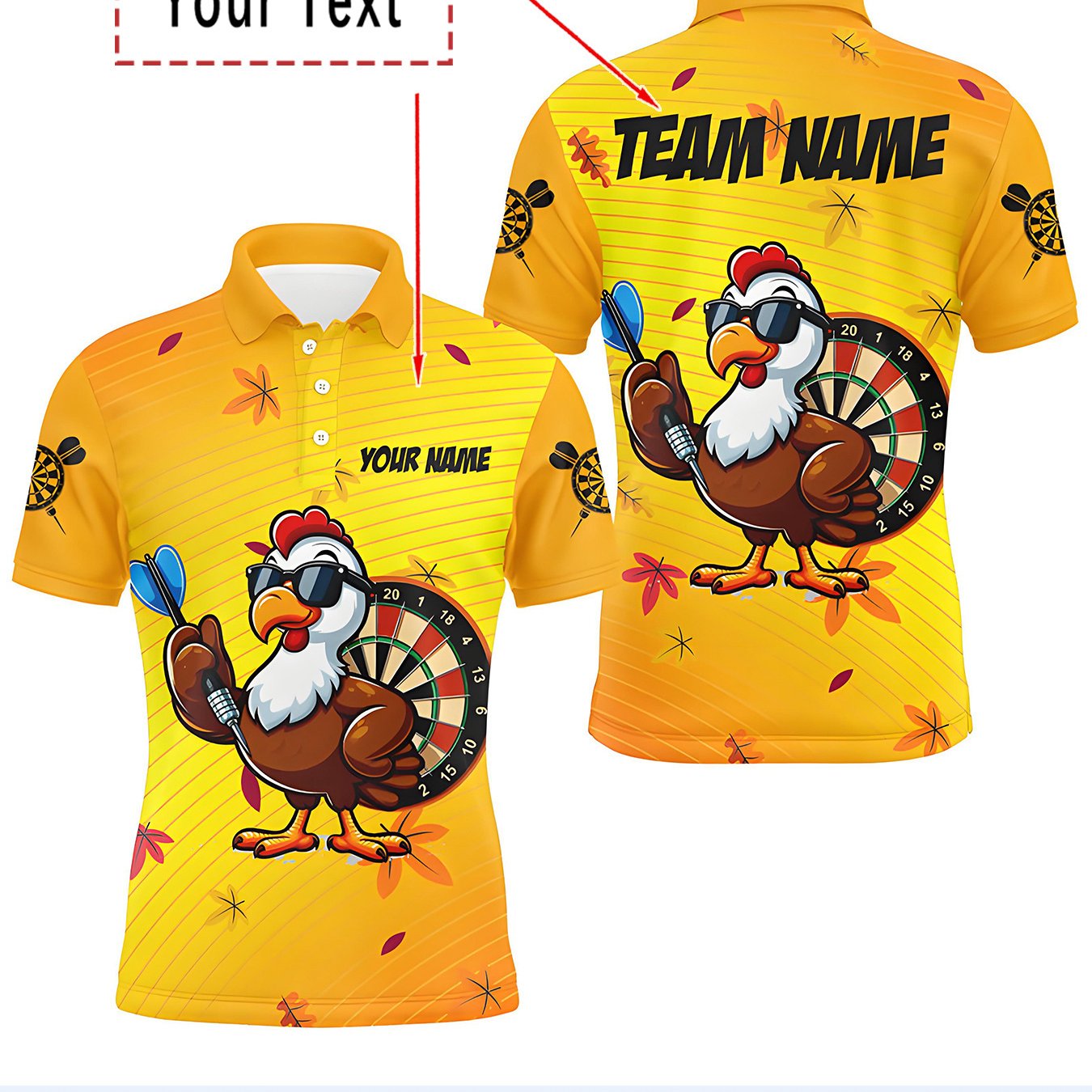 TEMU Custom Men's Dart Club Personalized Shirt (machine Washable) - Customized With Name, Featuring Cartoon Chicken Design, Ideal For Casual Play,