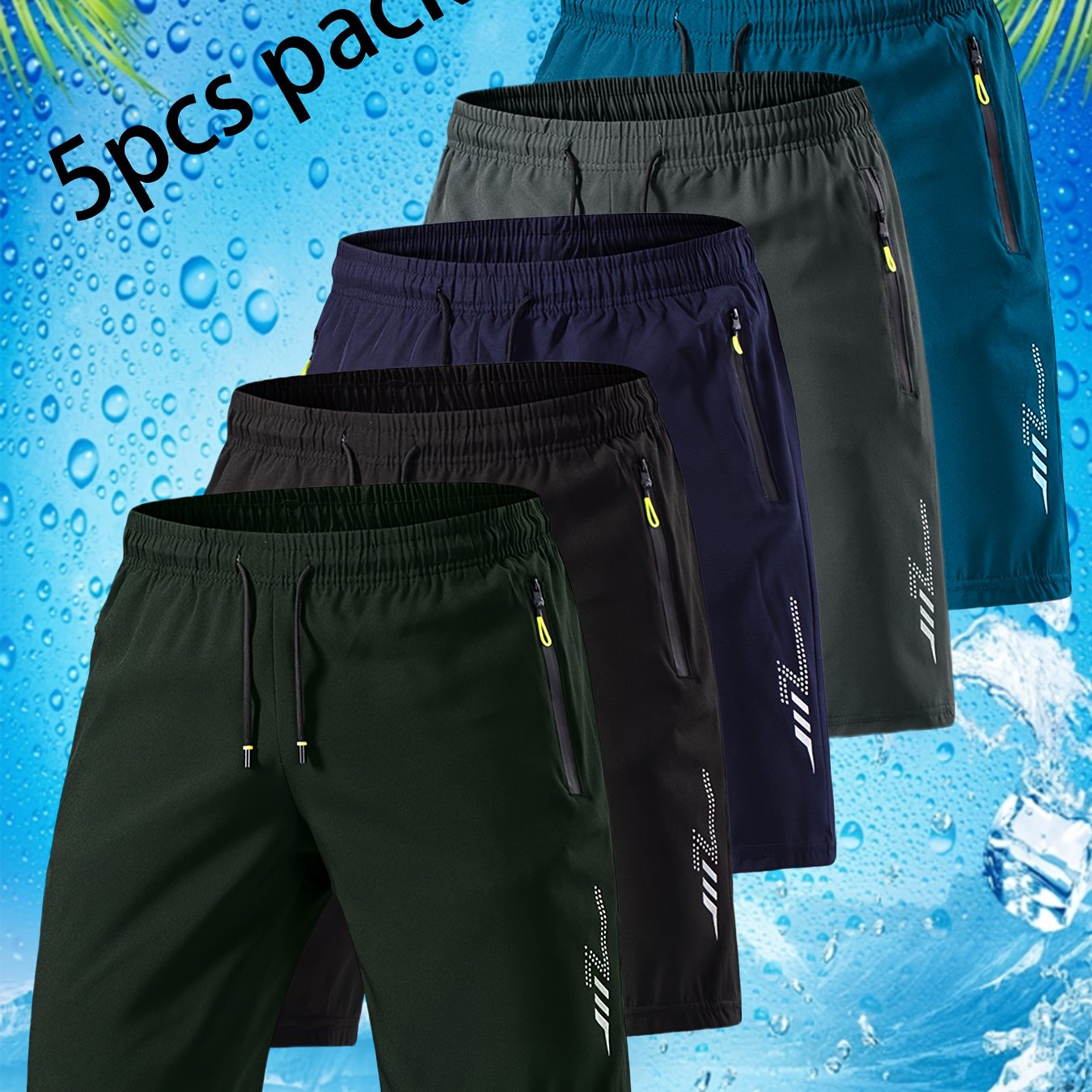 TEMU 5pcs Men's Summer Casual Shorts, Breathable Quick-dry Athletic Pants, Loose All-match Fitness Running Trousers, Perfect Gift