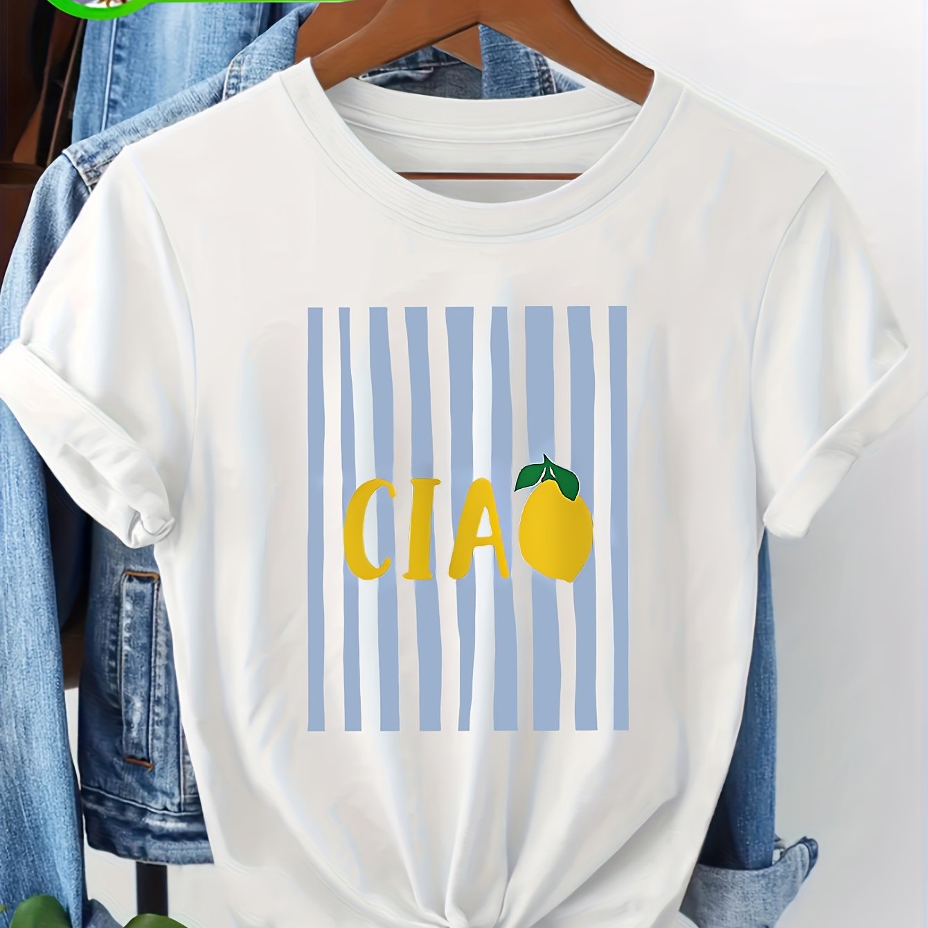 Women's T-shirt, "" Lemon Striped Graphic Casual Top