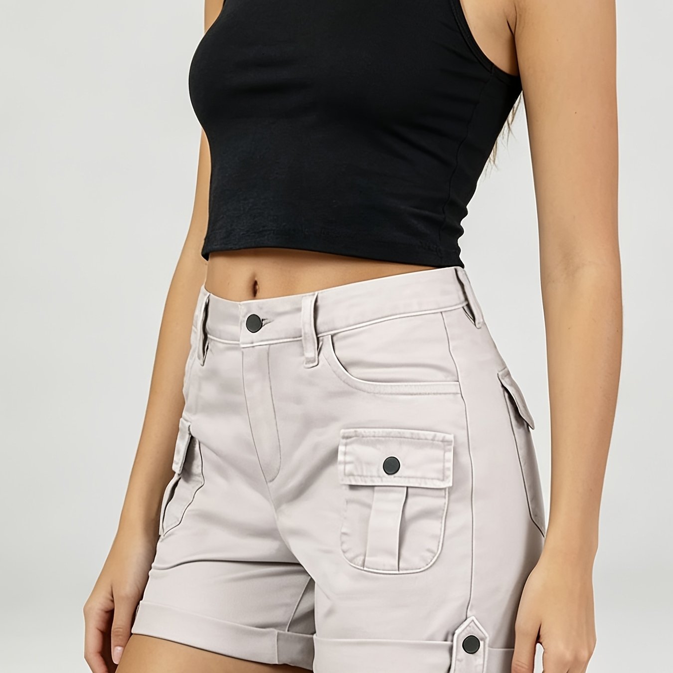 TEMU Women's Summer Multi-pocket Cargo Shorts, Easy And Versatile Casual Hot Pants, A Must-have For Summer, Suitable For Daily , Home, And Travel