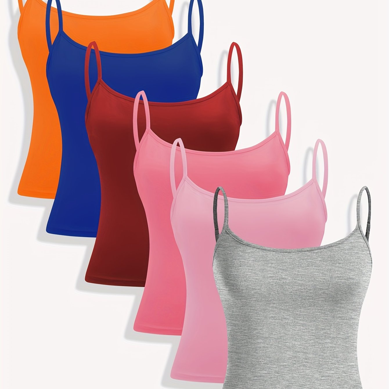 TEMU New 6pcs Slim Fit Casual Women' Color Sexy Camisole Women's Clothing
