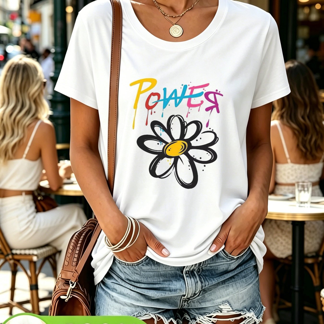 White T-shirt With Power Slogan | Casual, Loose-fit T-shirt | Unisex Spring/summer Top