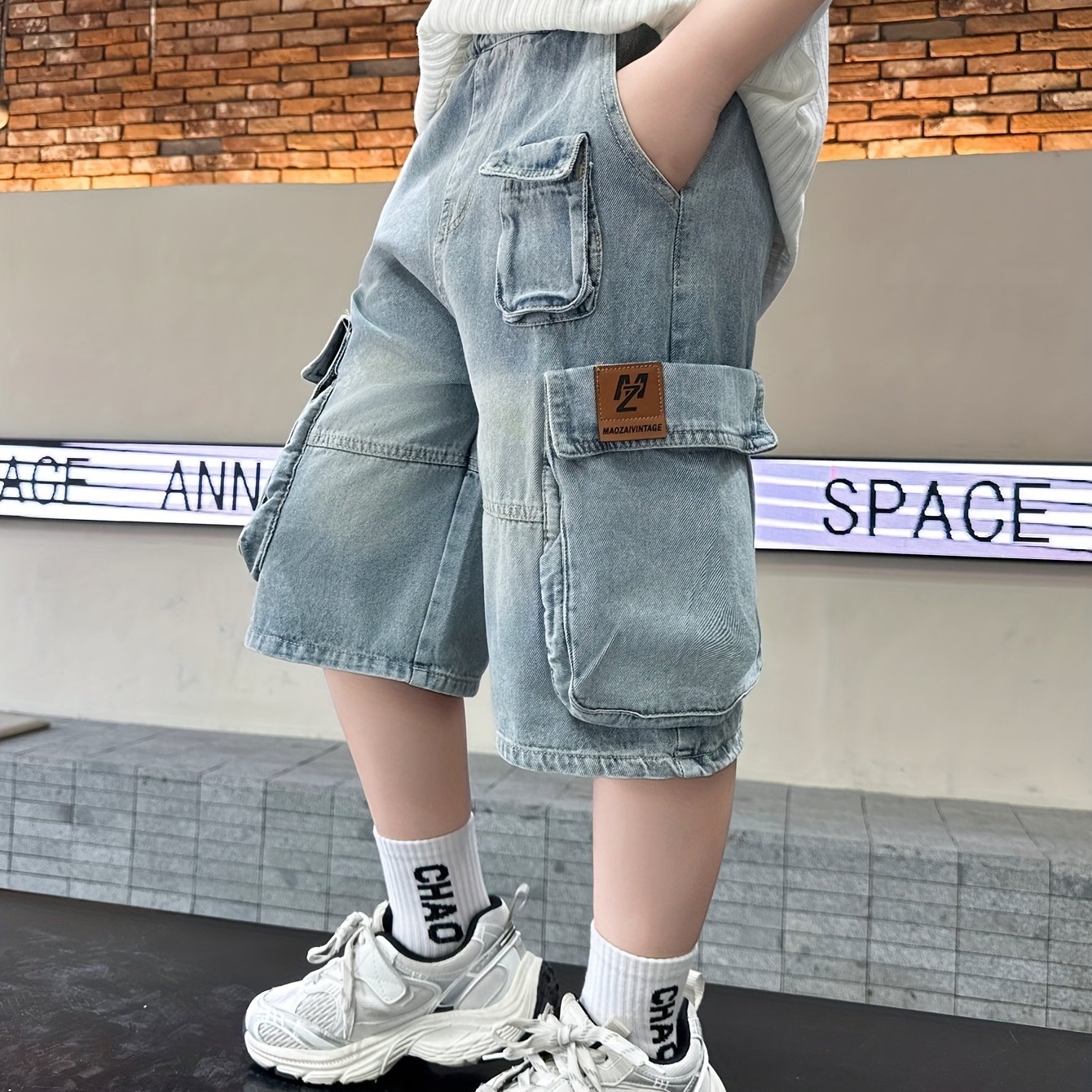 Boys' Summer Casual Cargo Denim Capri Shorts For Toddlers And Young Children