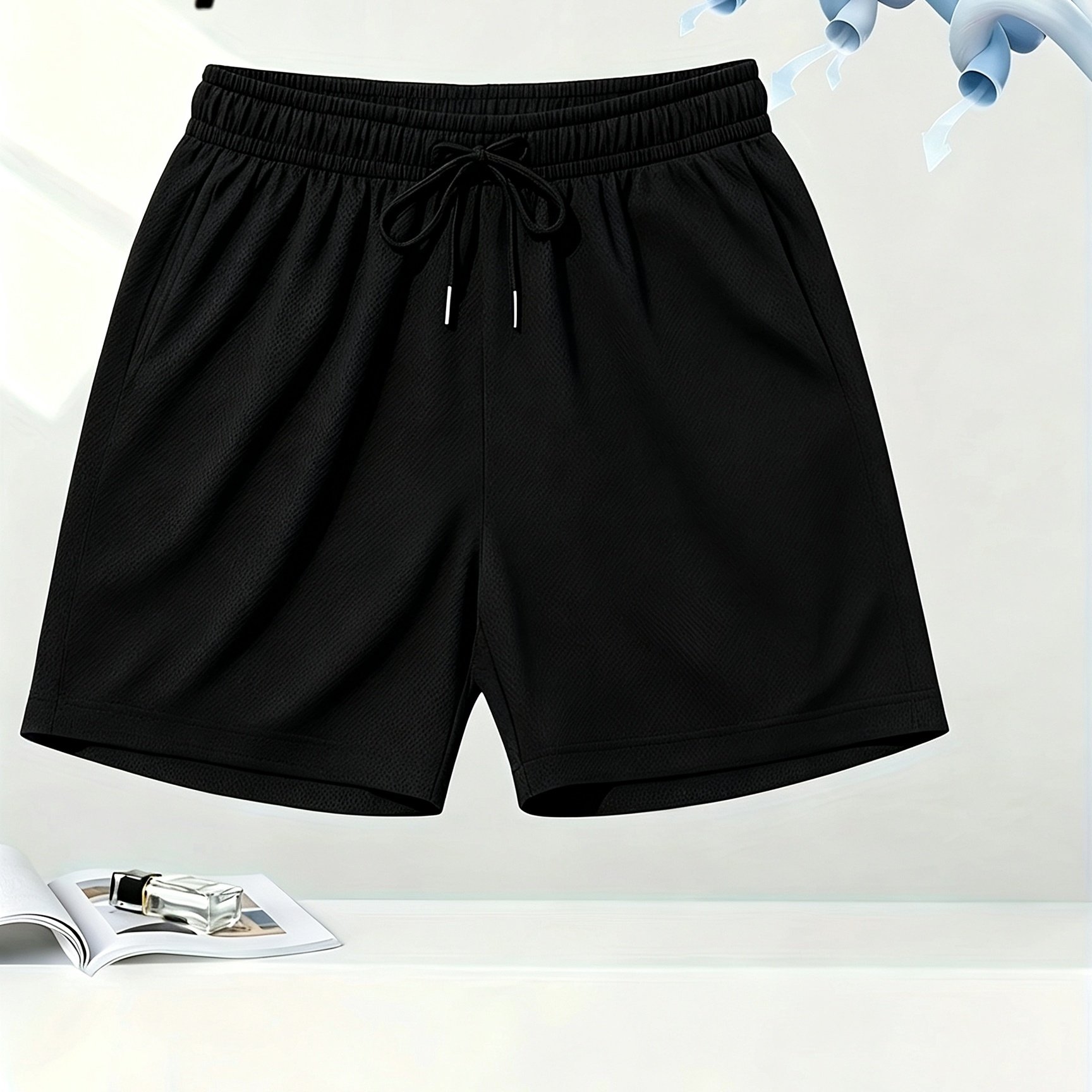 TEMU Obm 1pc Sporty Casual Fitness Essential Solid Color Shorts, Polyester Fiber, Breathable, Sweat-wicking, Comfortable, And Soft For