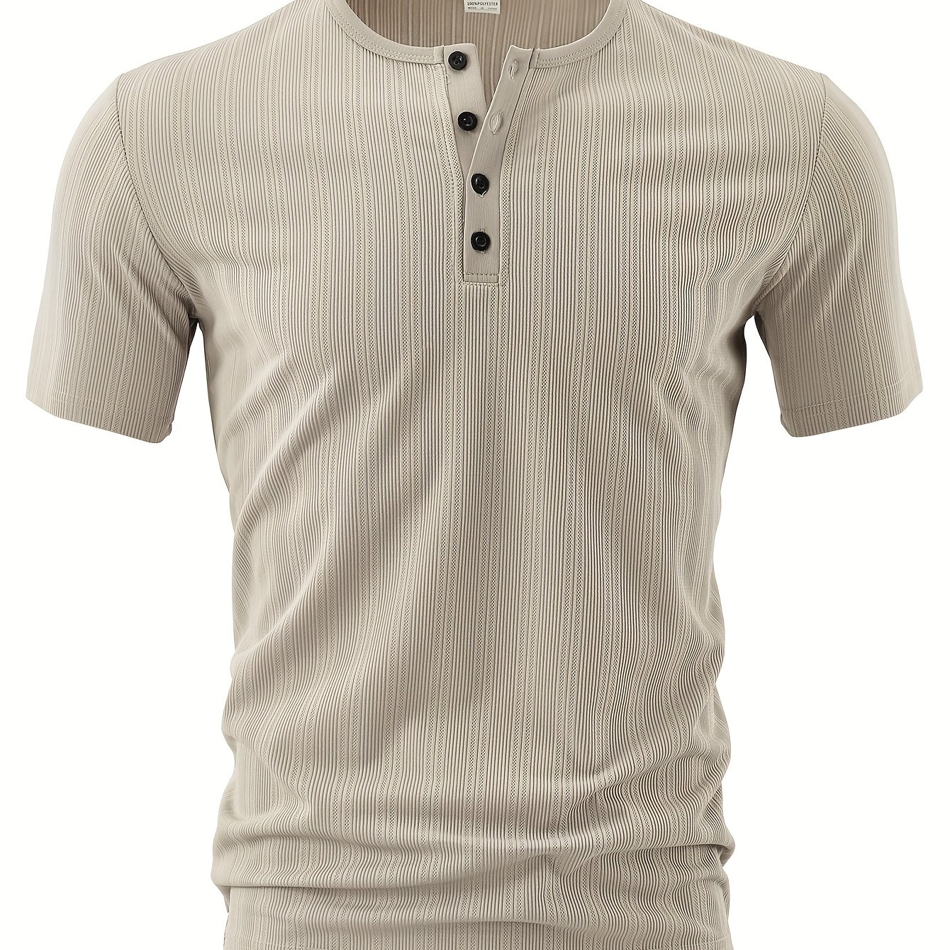 E-shop Neues Herren-Kurzarm-Henley-Shirt mit Vier-Knopf-Verschluss – Vielseitig