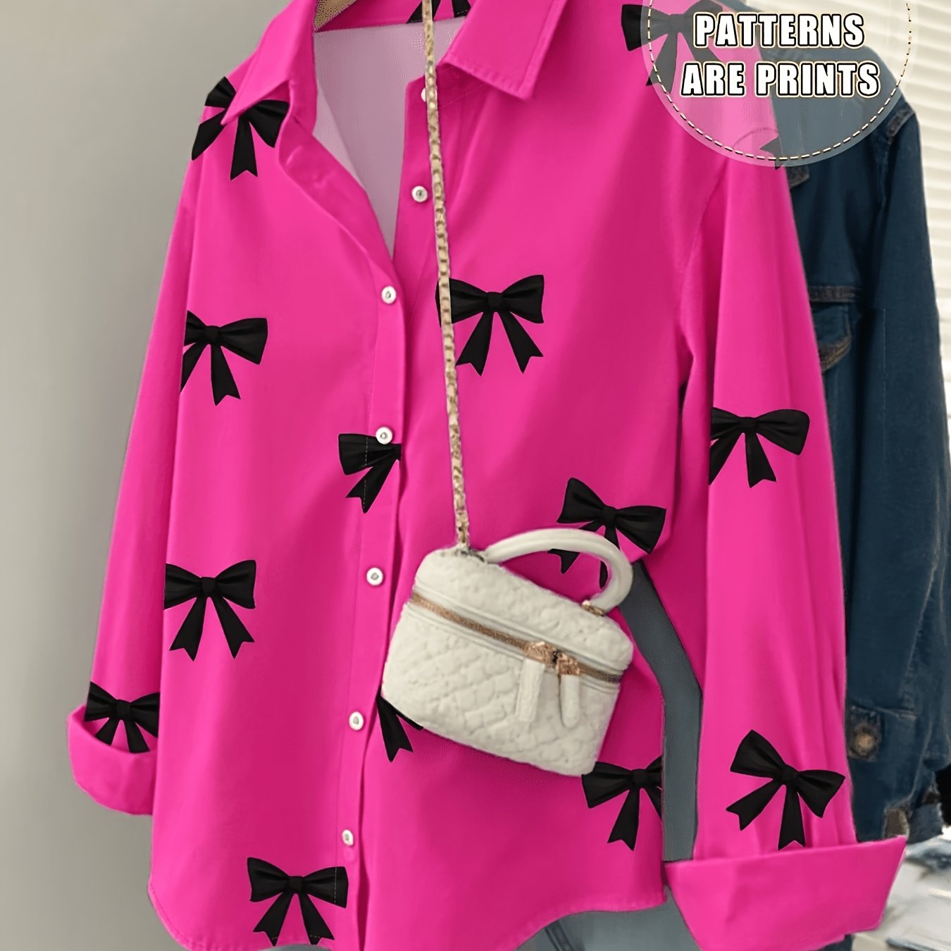 TEMU Women's Loose Front-button Striped Printed Long-sleeve Casual Shirt