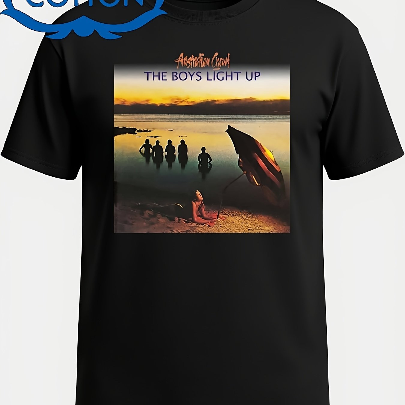 TEMU Light Up Australia Graphic Men's Short Sleeve T-shirt - Black Casual High Stretch Regular T-shirt Unisex T-shirt Summer Outdoor Festive Gift