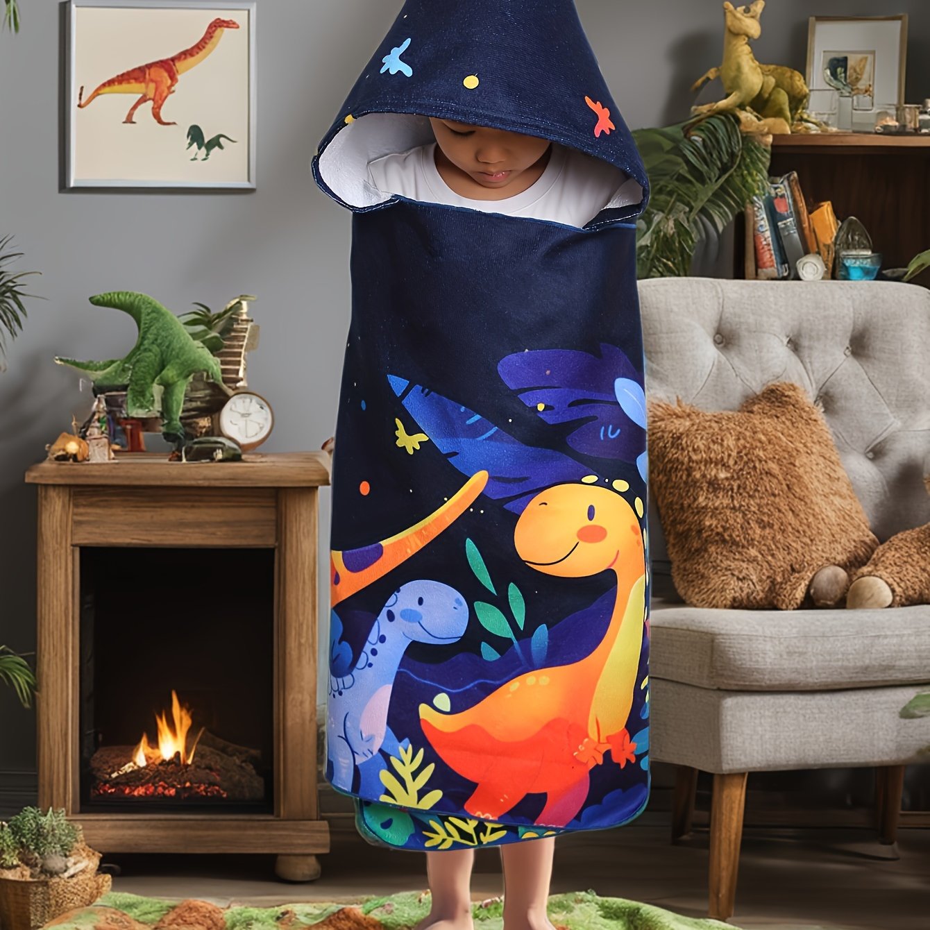 Image of 1pc Summer Kids Romper, Hooded Travel Wearable, Print, Perfect Gift For Park Outdoor Swimming Water Play