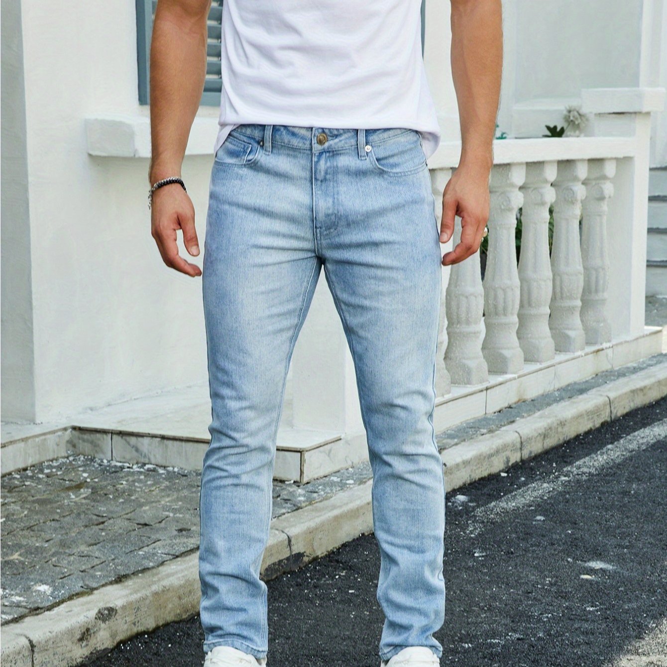 TEMU Men's Stretch Jeans, Fashion Wash Design Jeans, Fashion Casual Design, Slim Stretch Jeans, Suitable For All , Y2k Jeans, Jeans, The Most