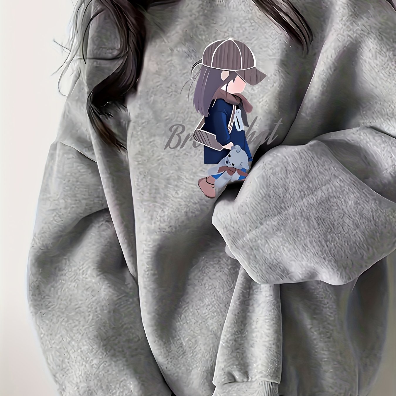 TEMU Stylish Long-sleeve Round-neck Sweatshirt For Women, A Versatile And